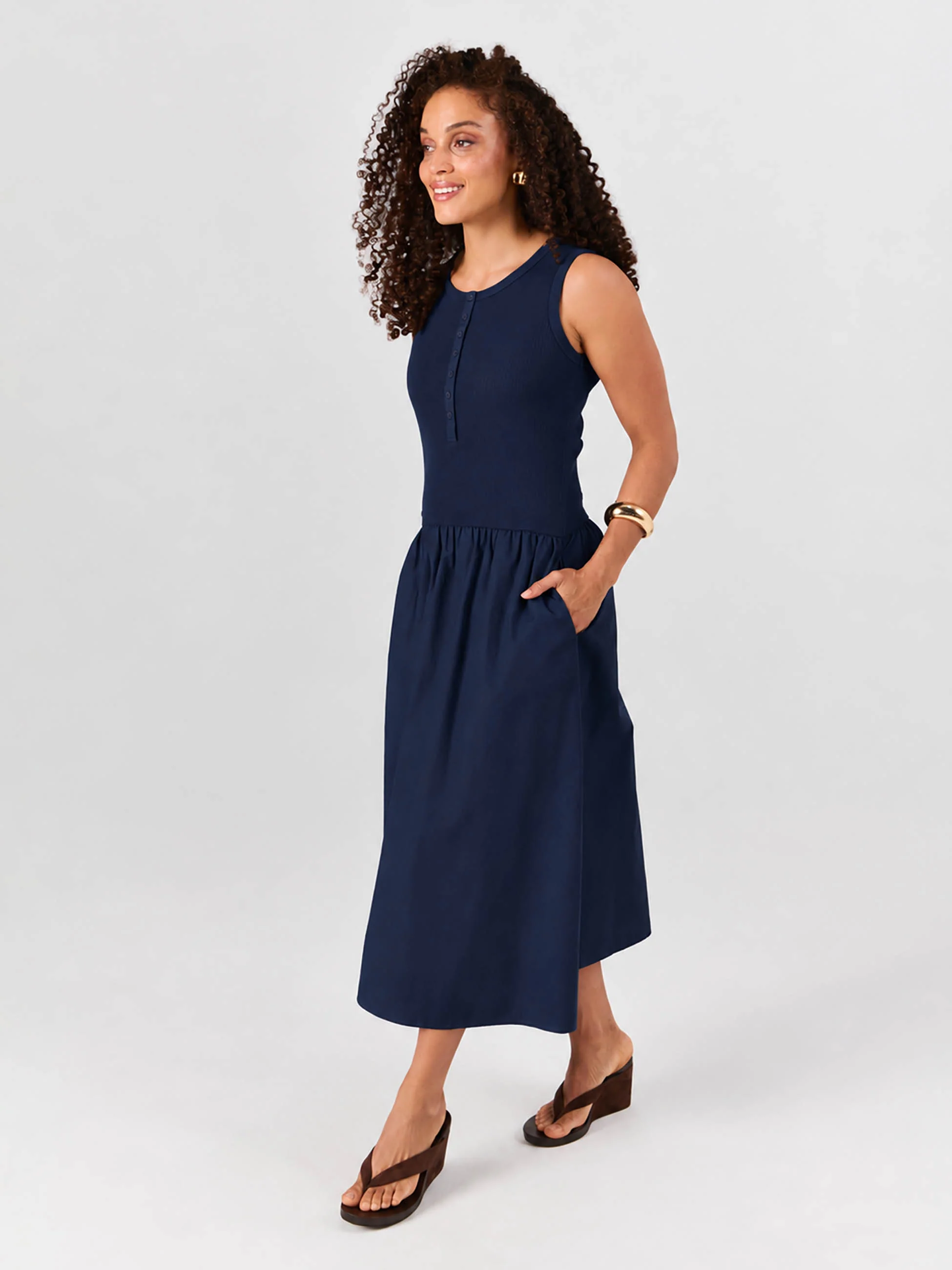 Aria Sleeveless Dress - Navy - Image 8