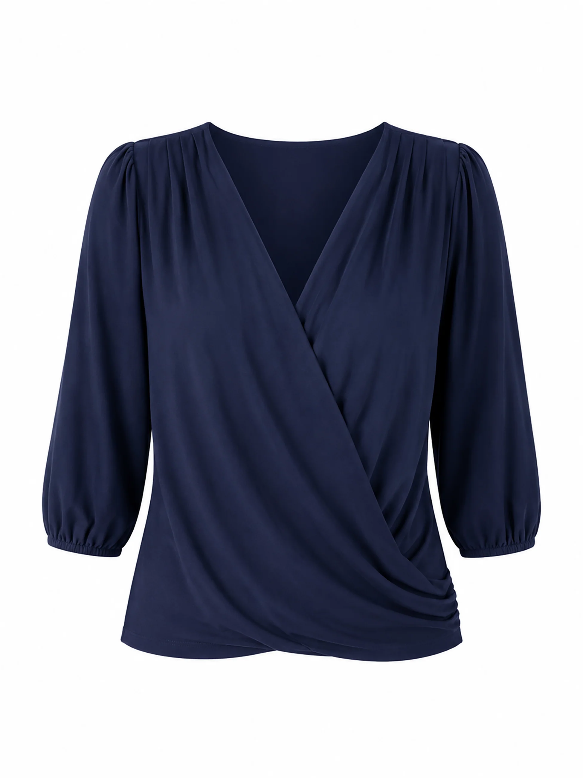 Athena 7/8 Sleeve Drape Top - Navy - Image 5