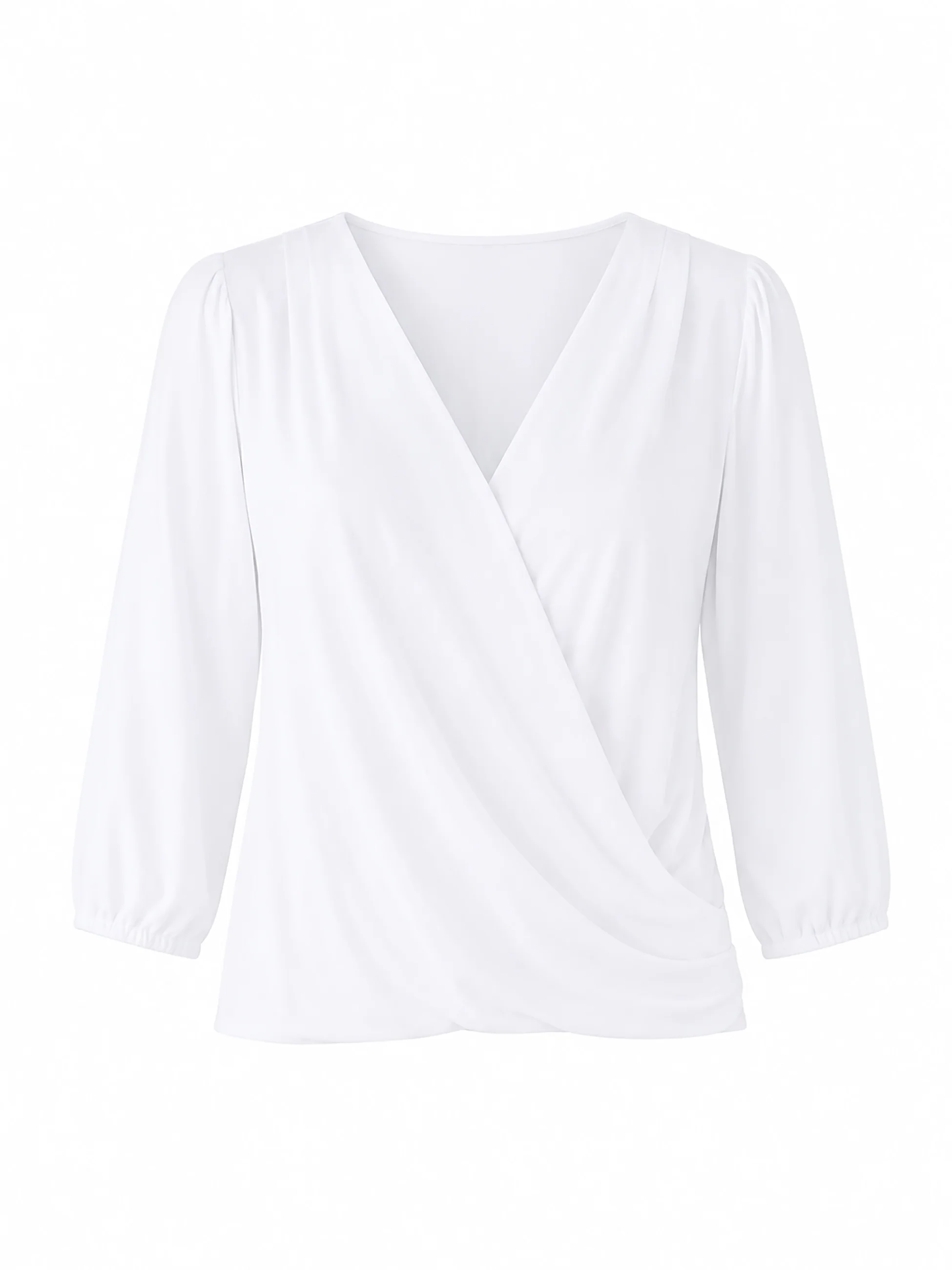 Athena 7/8 Sleeve Drape Top - White - Image 8