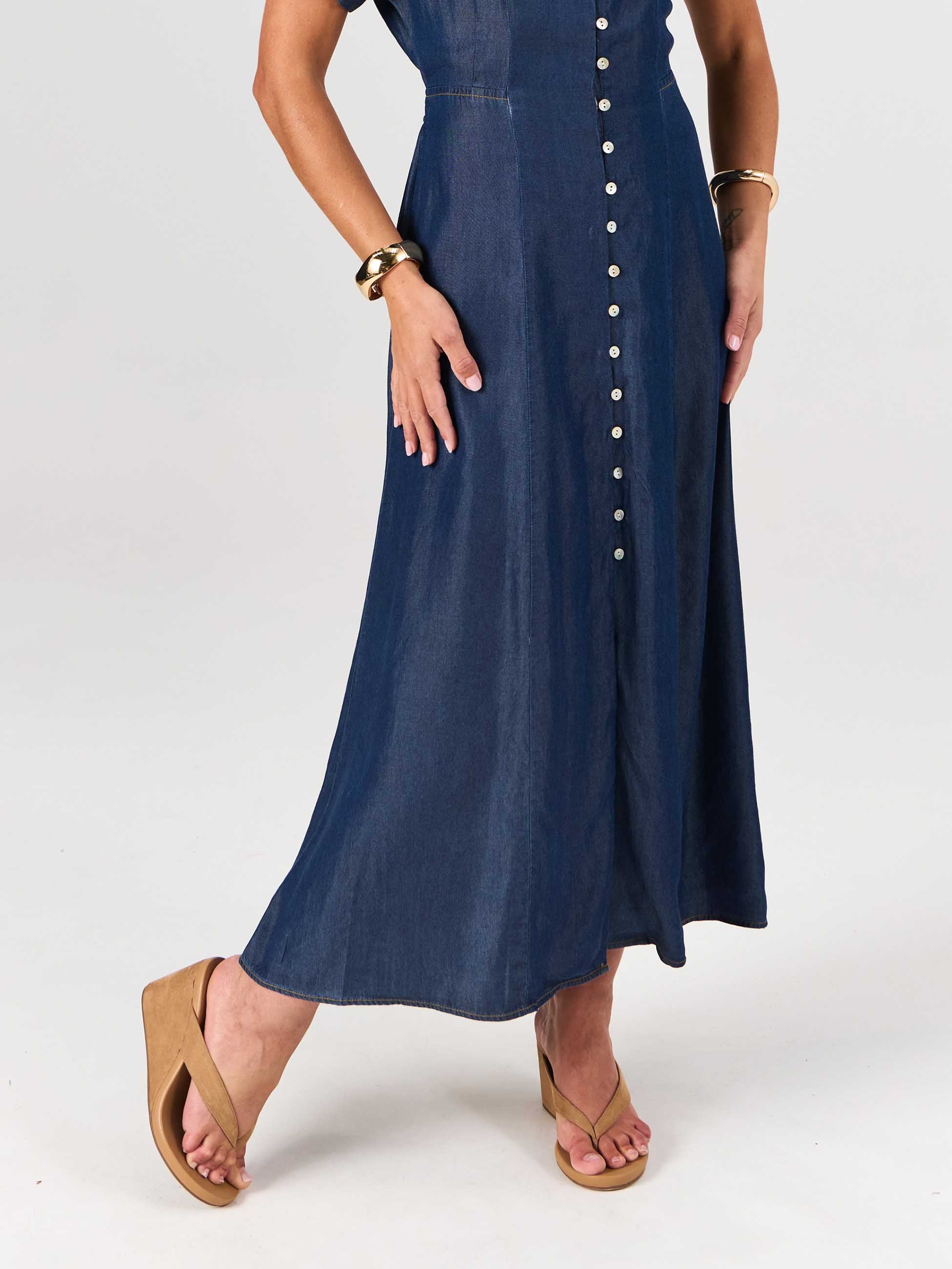Capri Denim Tencel Dress - Dark Denim - Image 5