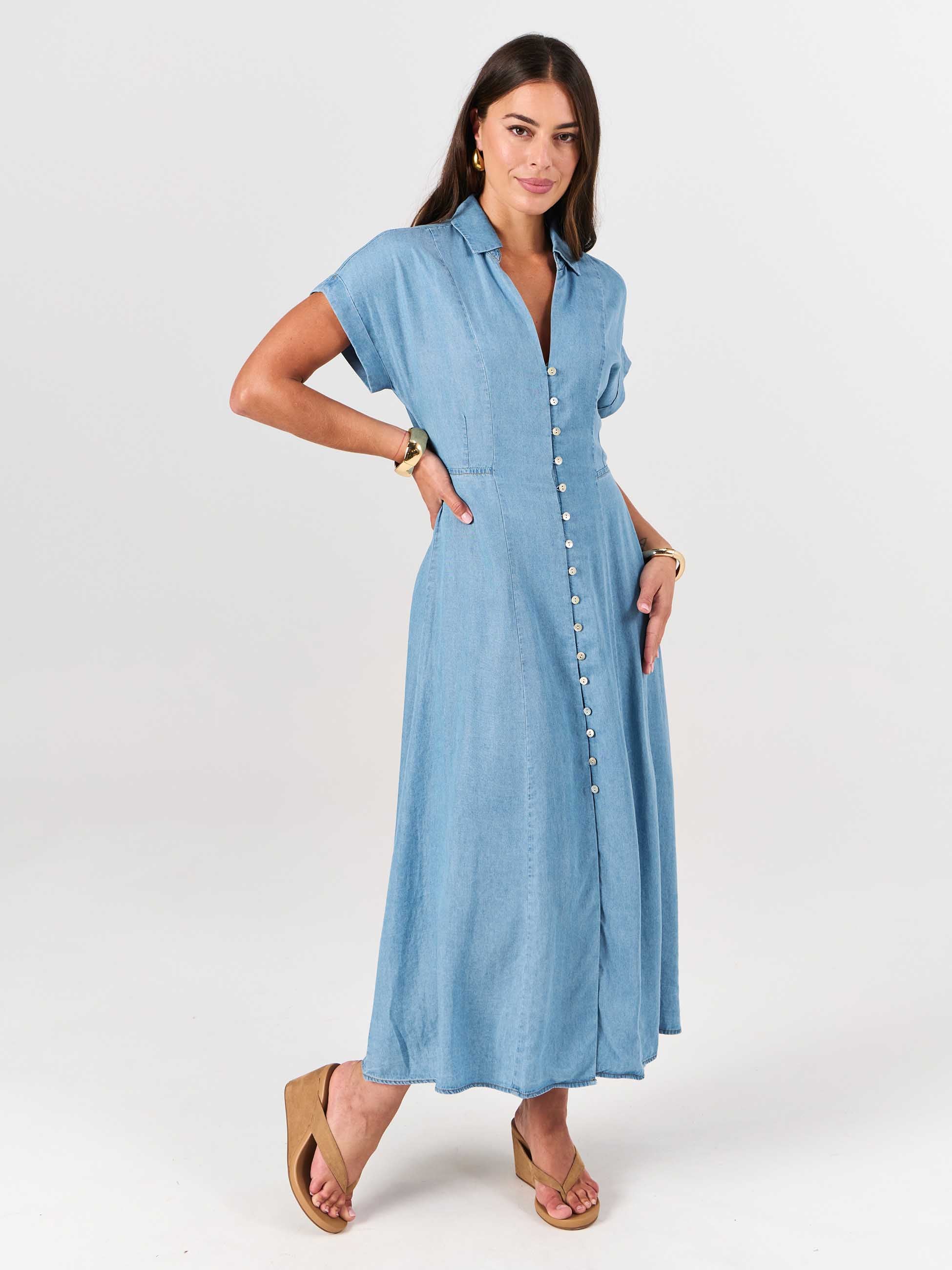Capri Denim Tencel Dress - Light Denim - Image 7