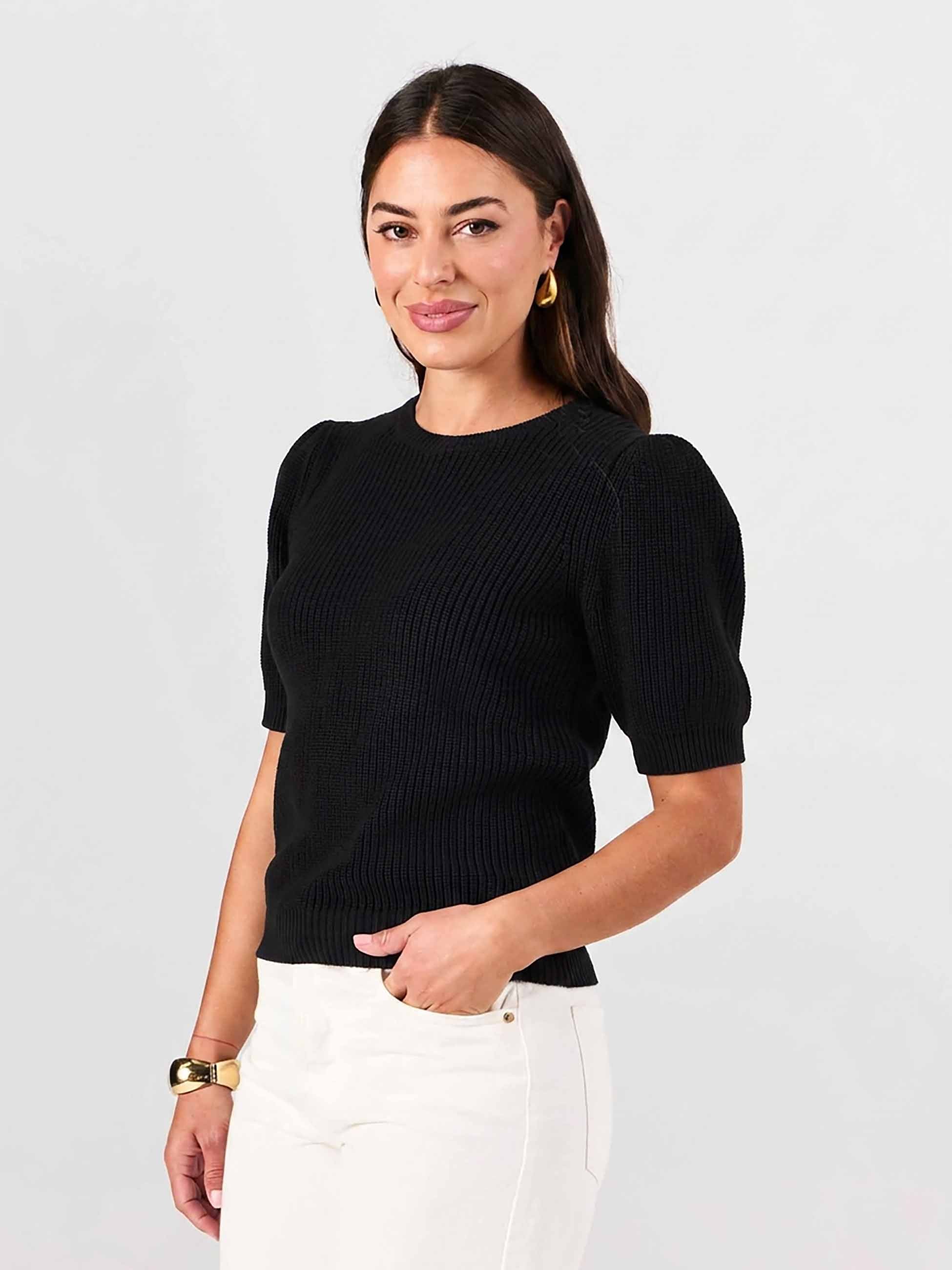 Claire Cotton Knit Top - Black - Image 3