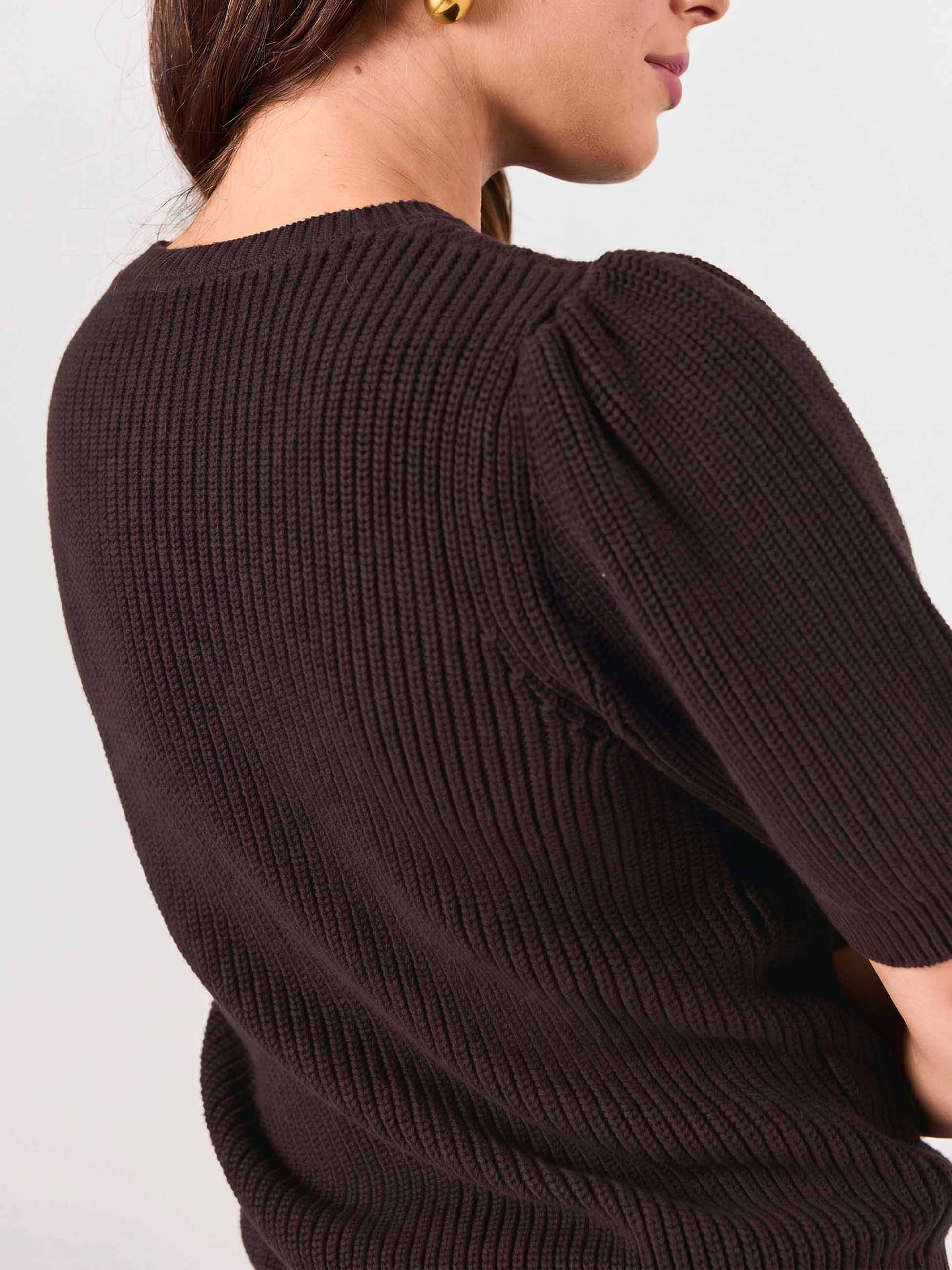 Claire Cotton Knit Top - Coffee Bean - Image 7