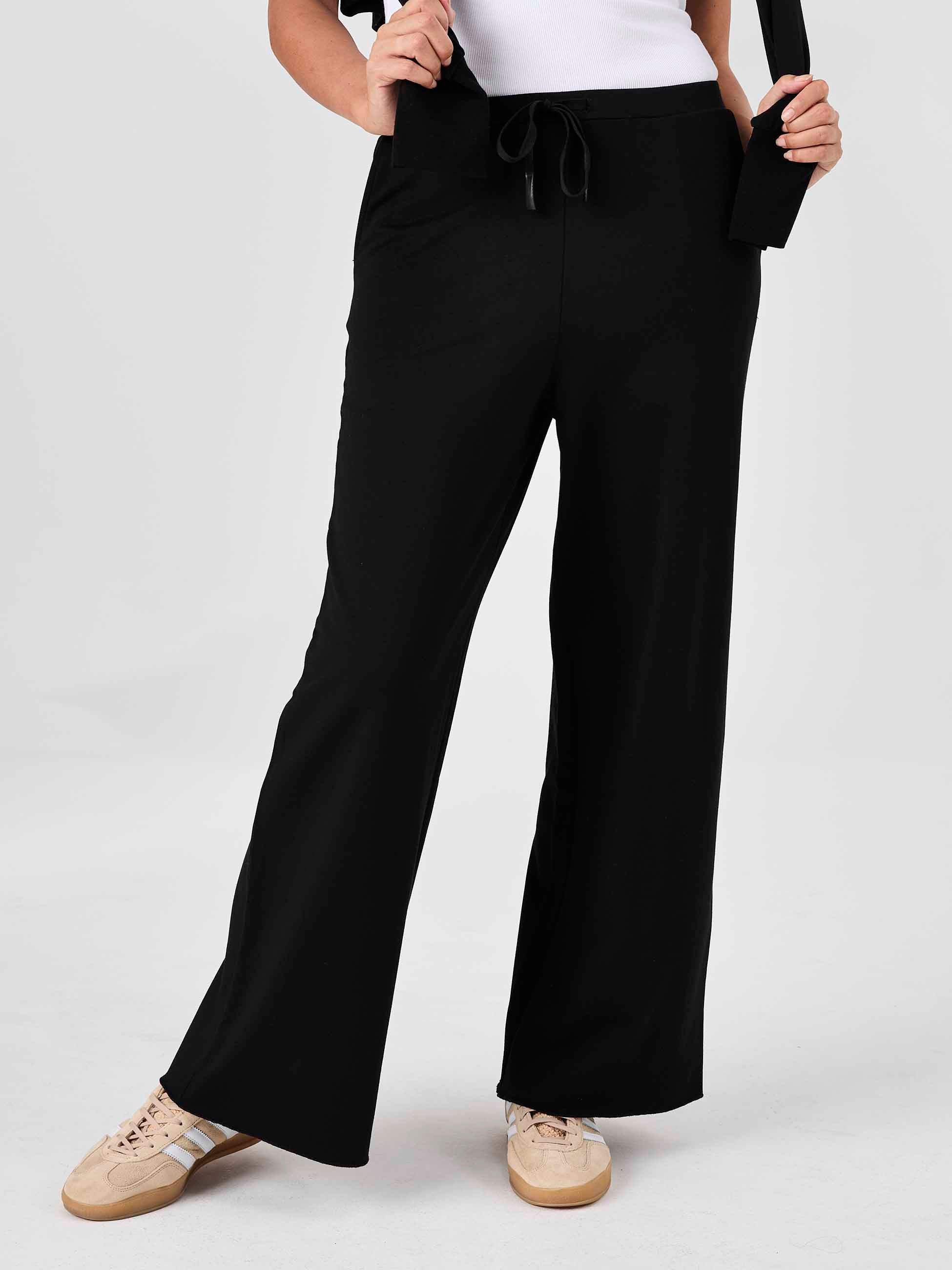 Classic Wide Leg Sweat Pants - Black - Image 8