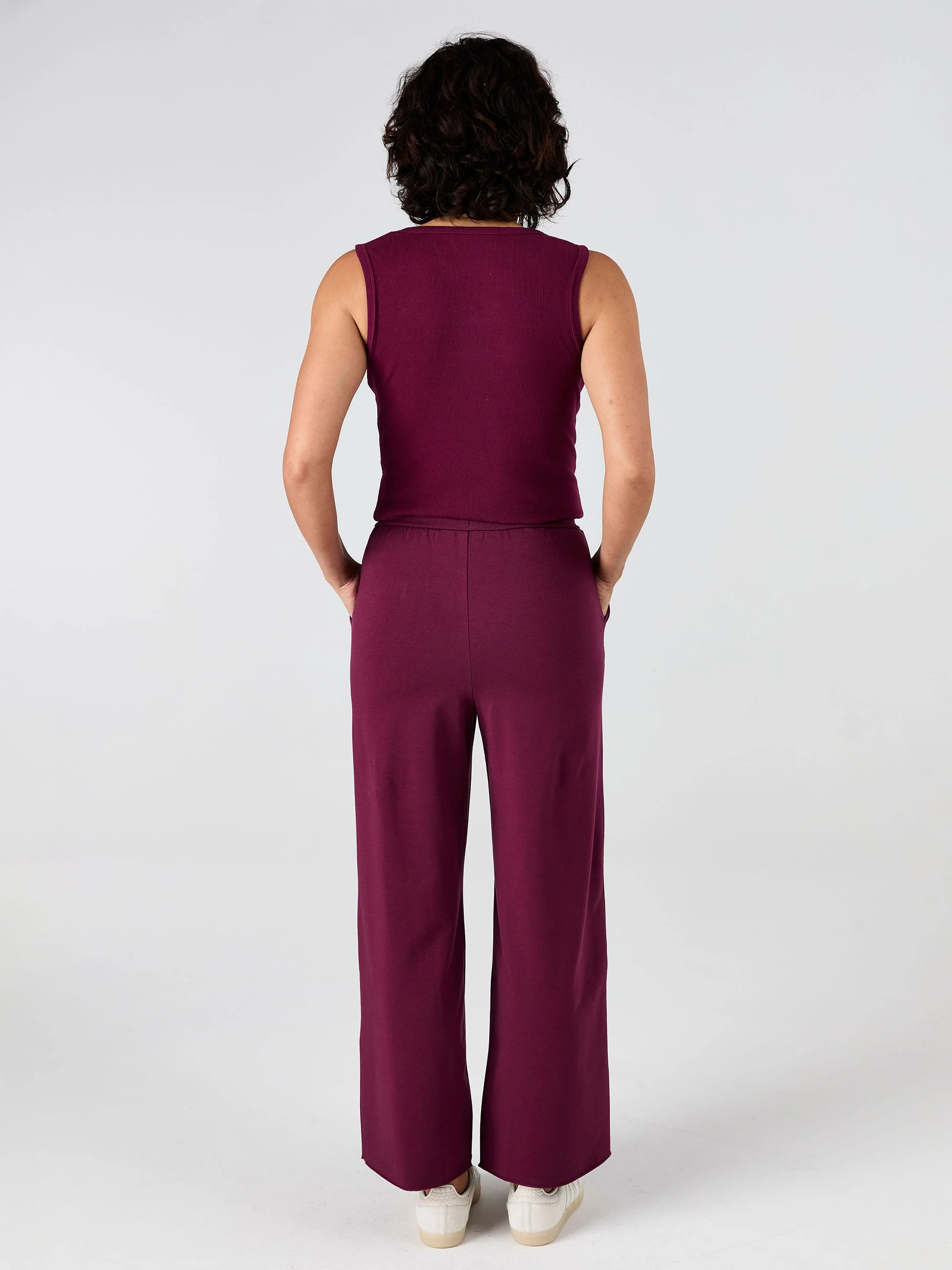 Classic Wide Leg Sweat Pants - Ruby - Image 3
