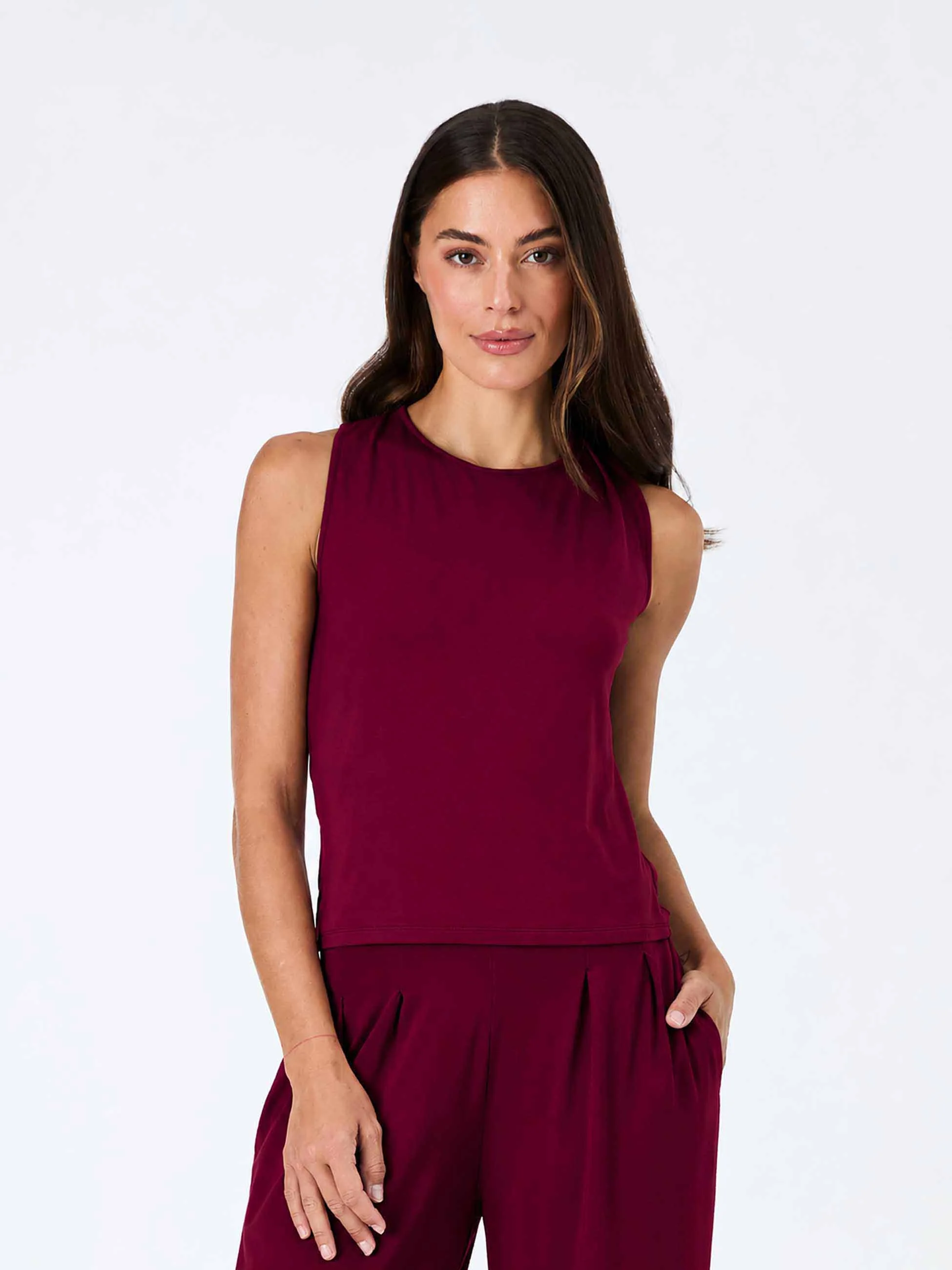 Cowl Back Top - Sangria - Image 2
