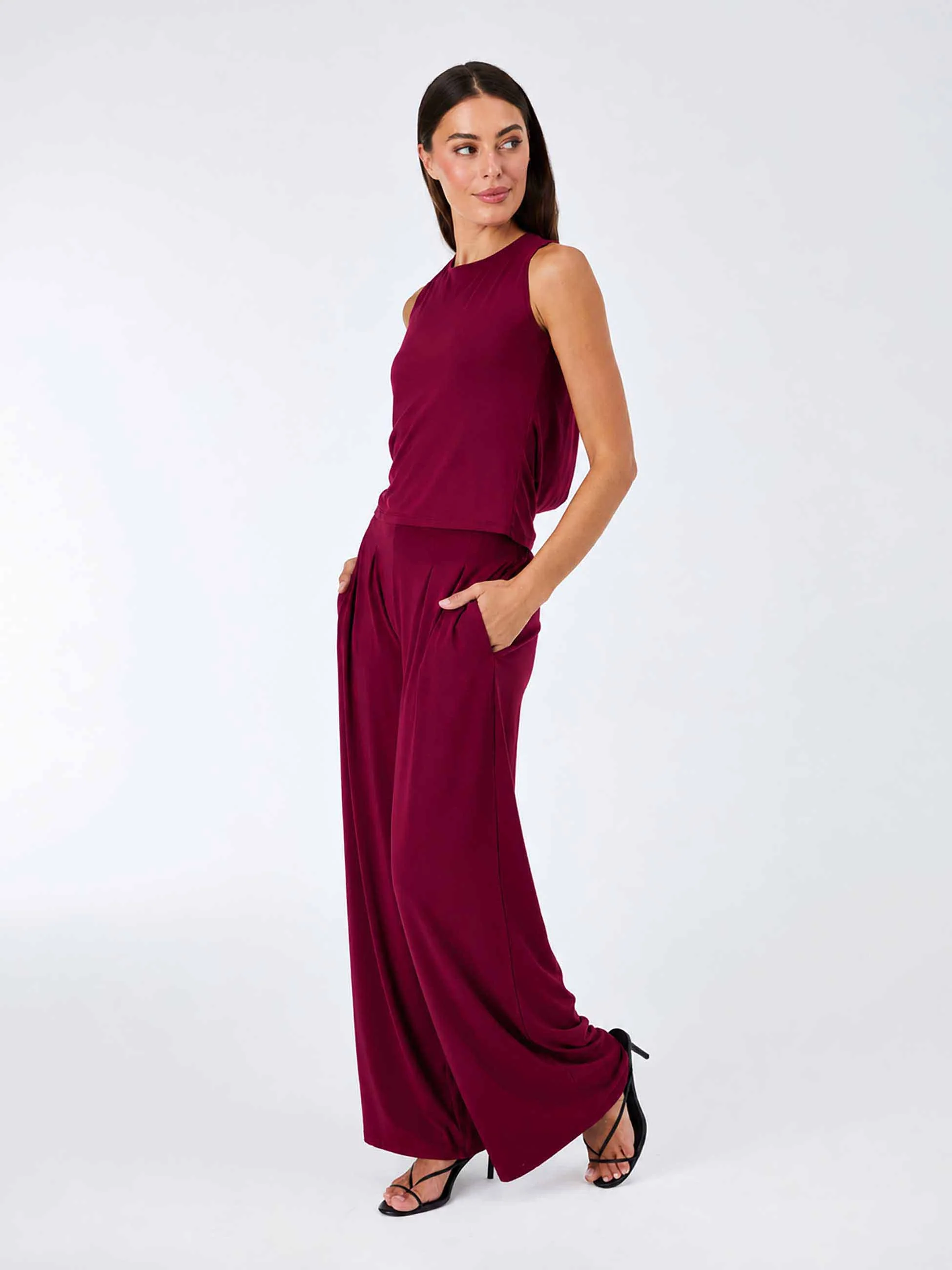 Cowl Back Top - Sangria - Image 3