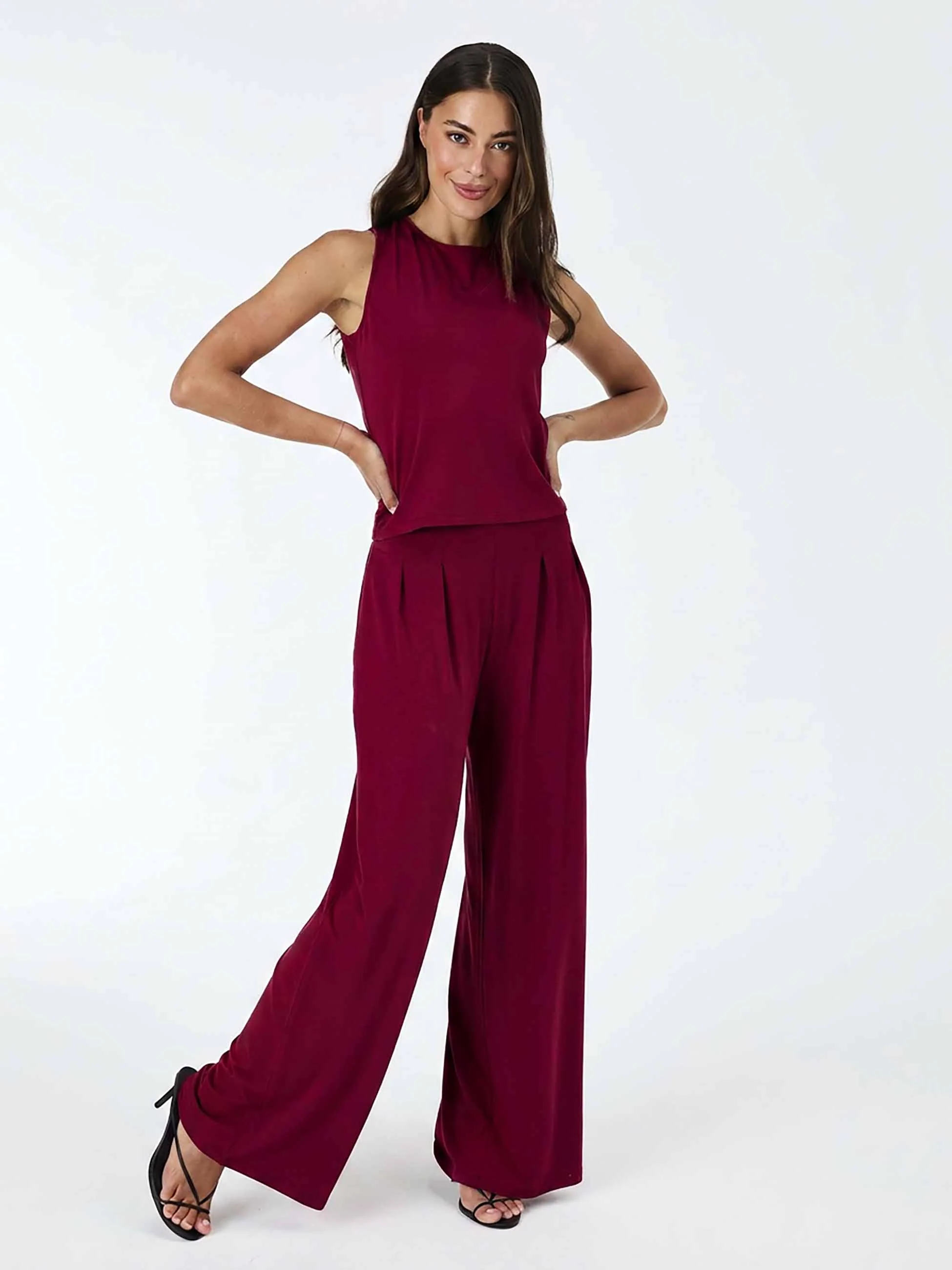 Cowl Back Top - Sangria - Image 5