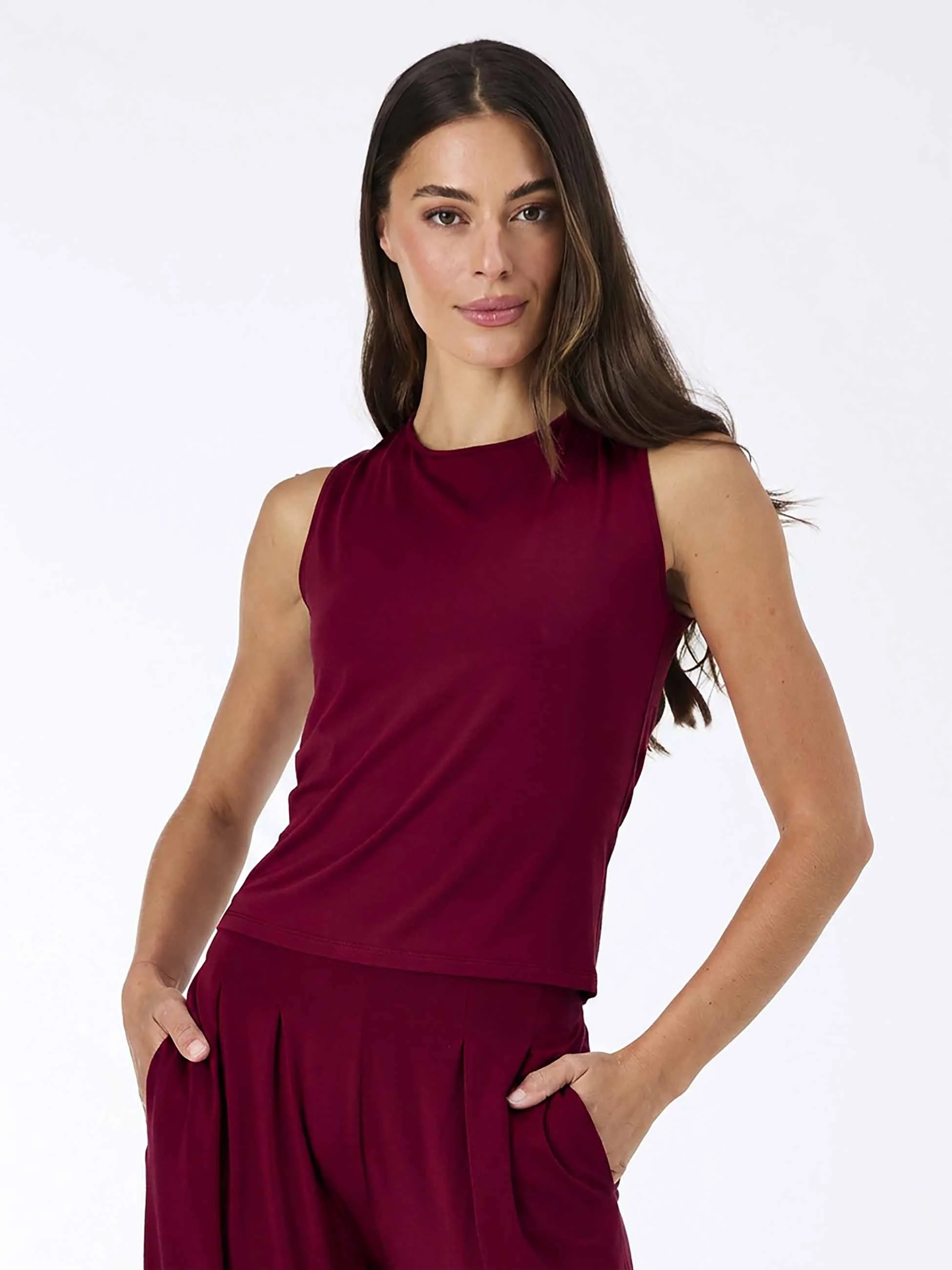 Cowl Back Top - Sangria - Image 6