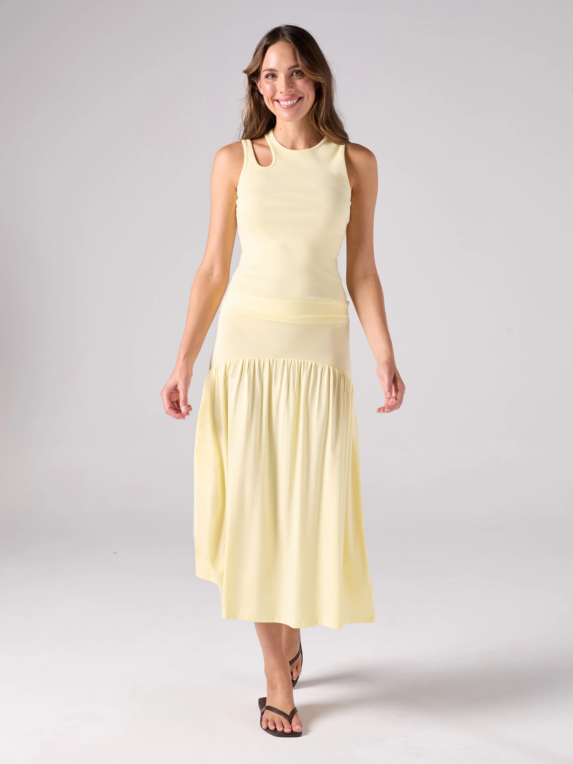 Cut Out Rib Tank - Pastel Yellow