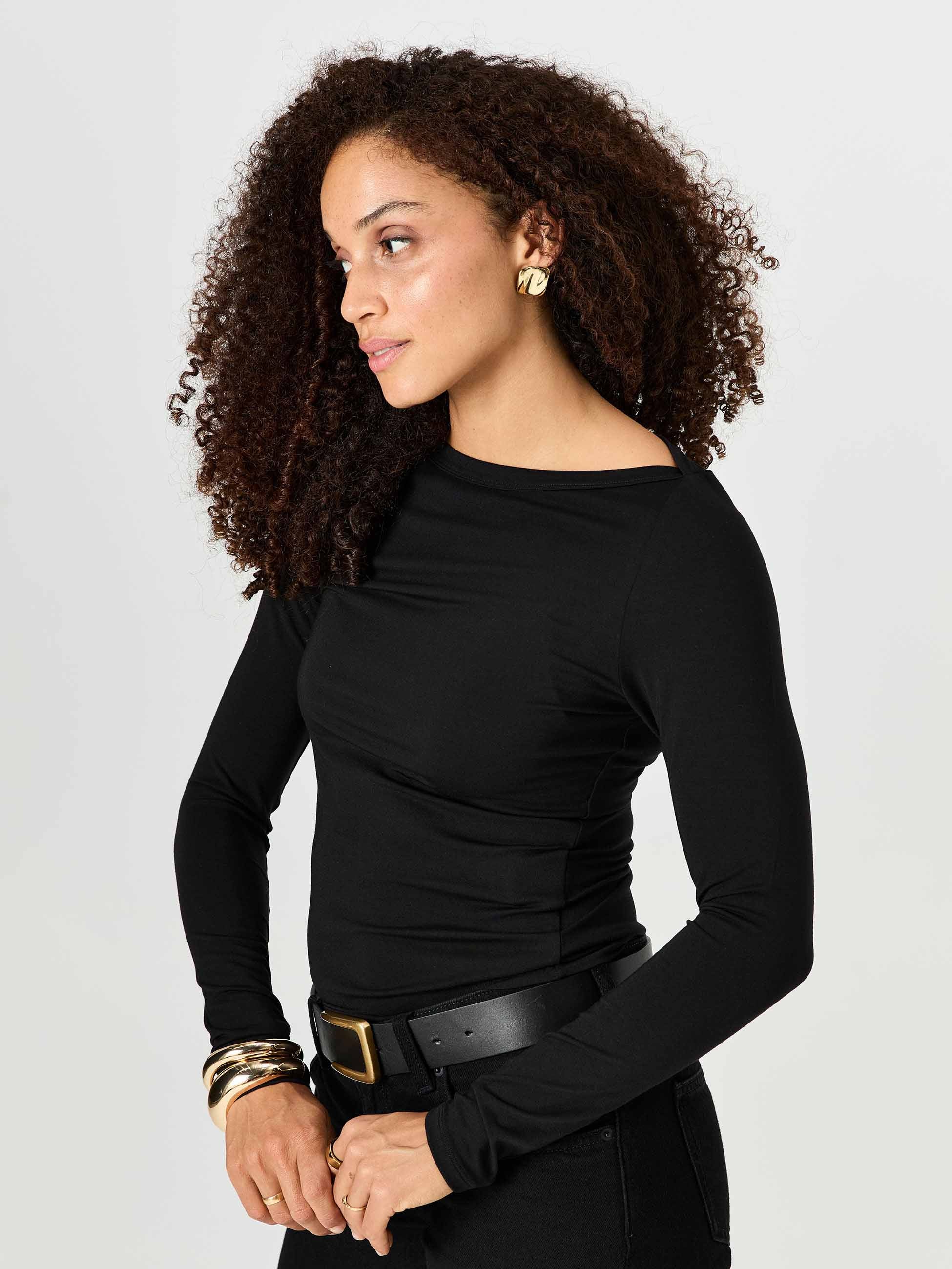 Ela Long Sleeve Top - Black - Image 2