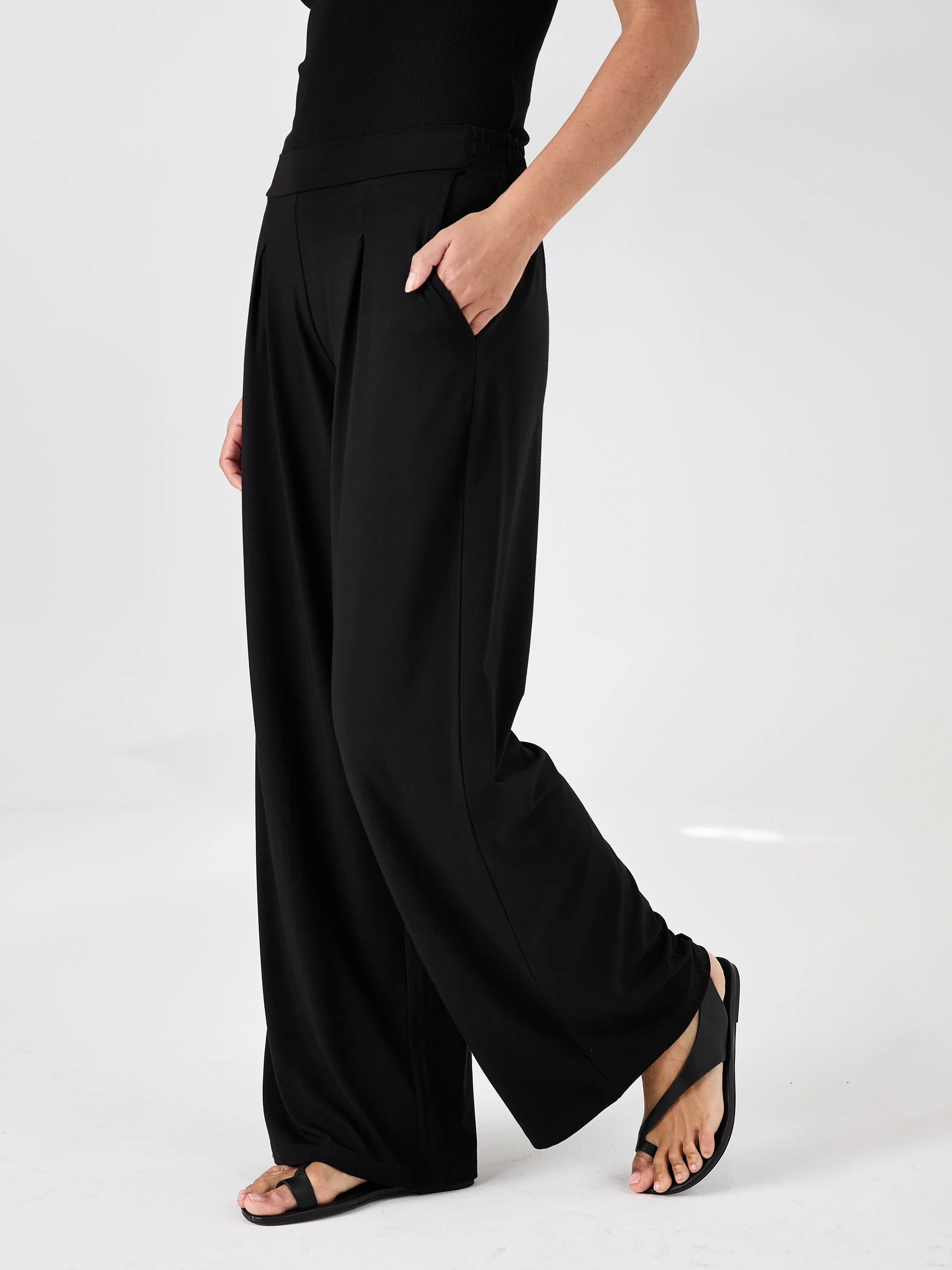 Emery Wide Leg Pants - Black - Image 8
