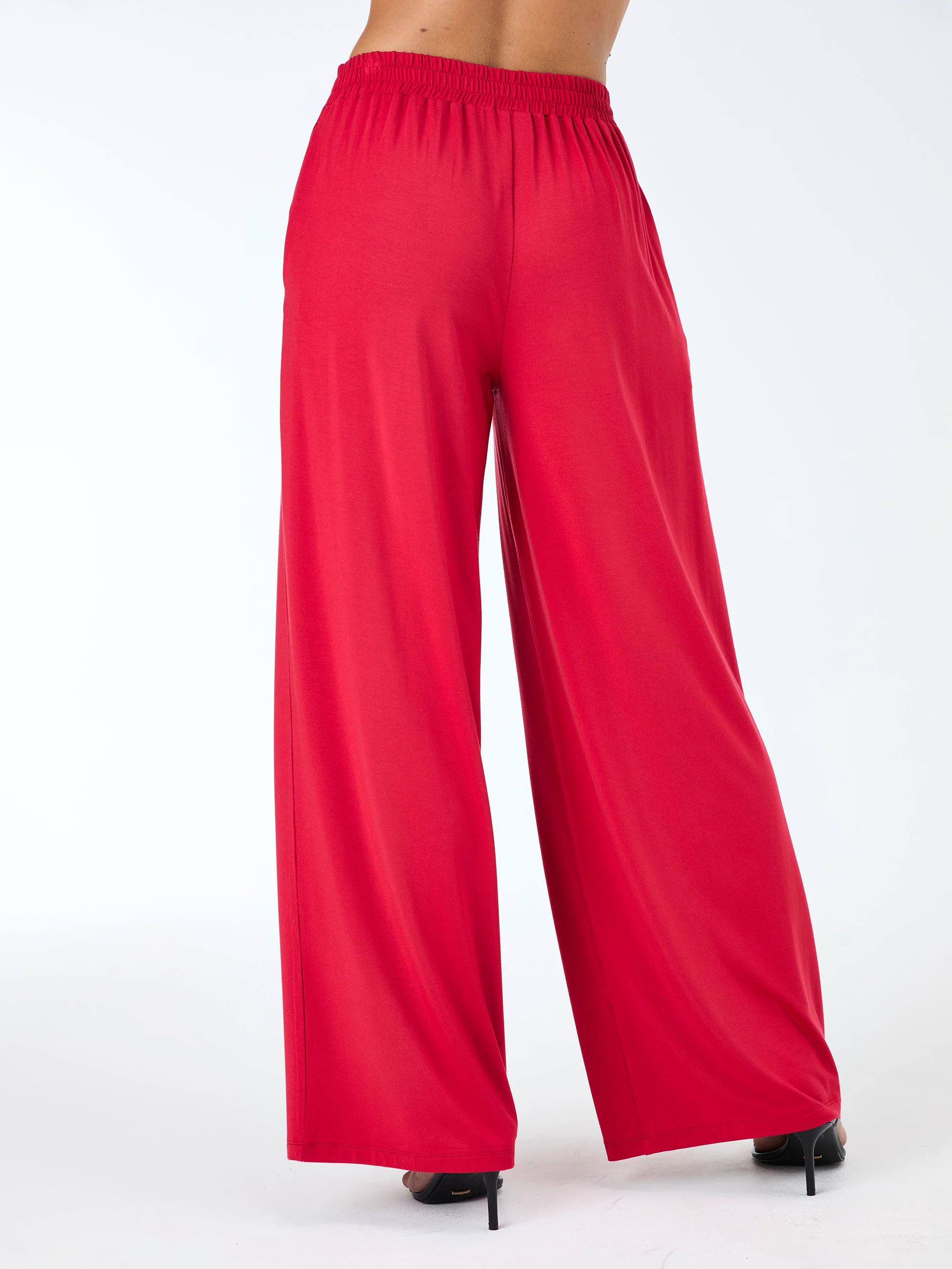 Emery Wide Leg Pants - Cherry Red - Image 3