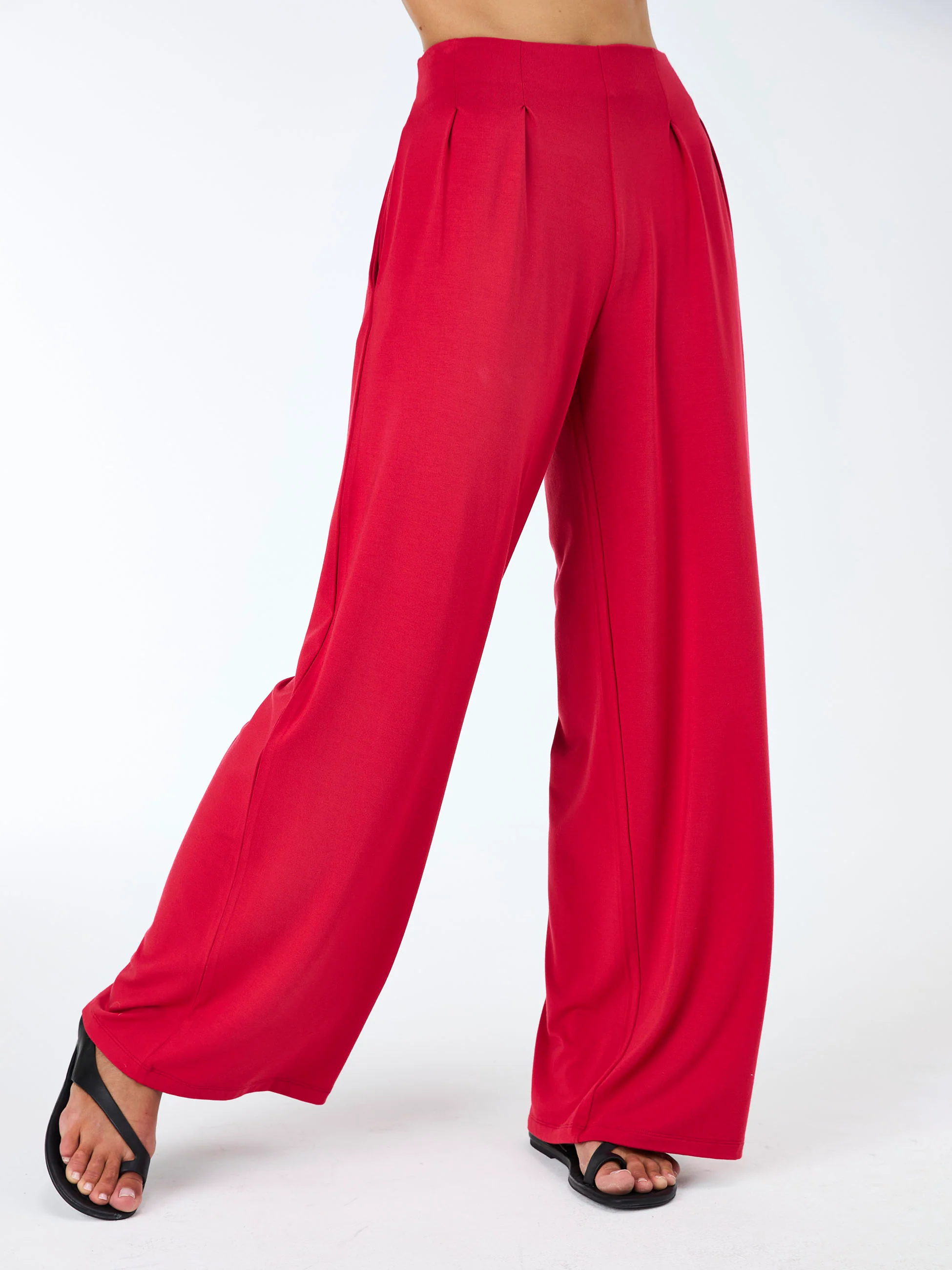 Emery Wide Leg Pants - Cherry Red - Image 4
