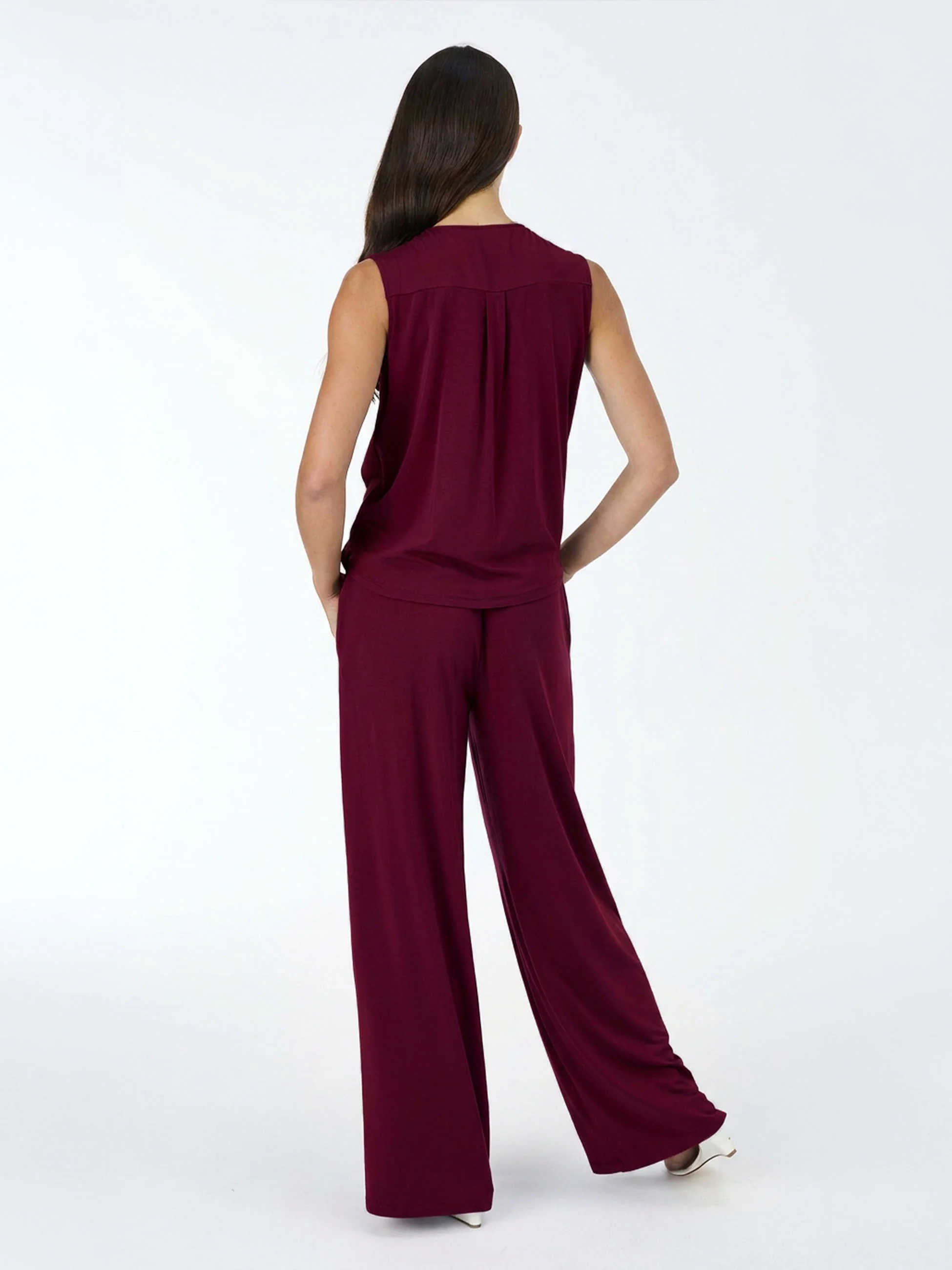 Emery Wide Leg Pants - Sangria - Image 2