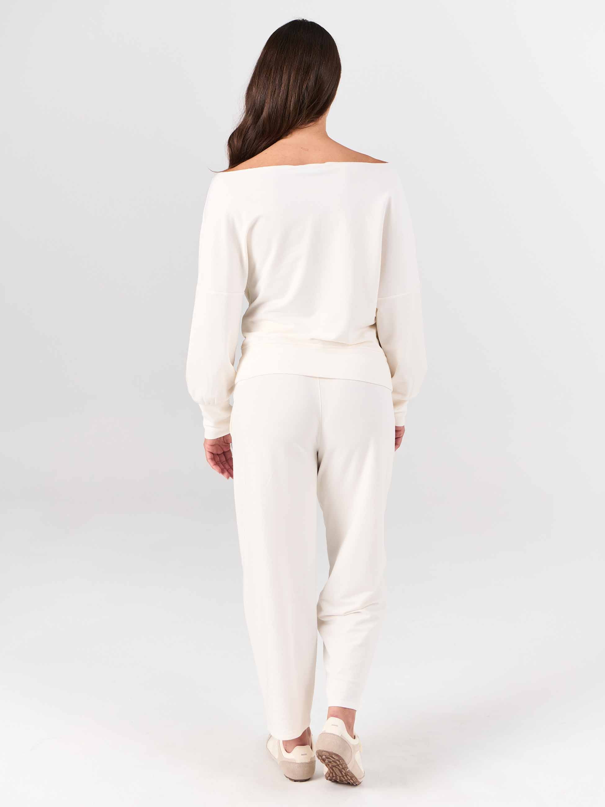 Kyoto Ankle Length French Terry Jogger - Soft White - Image 3