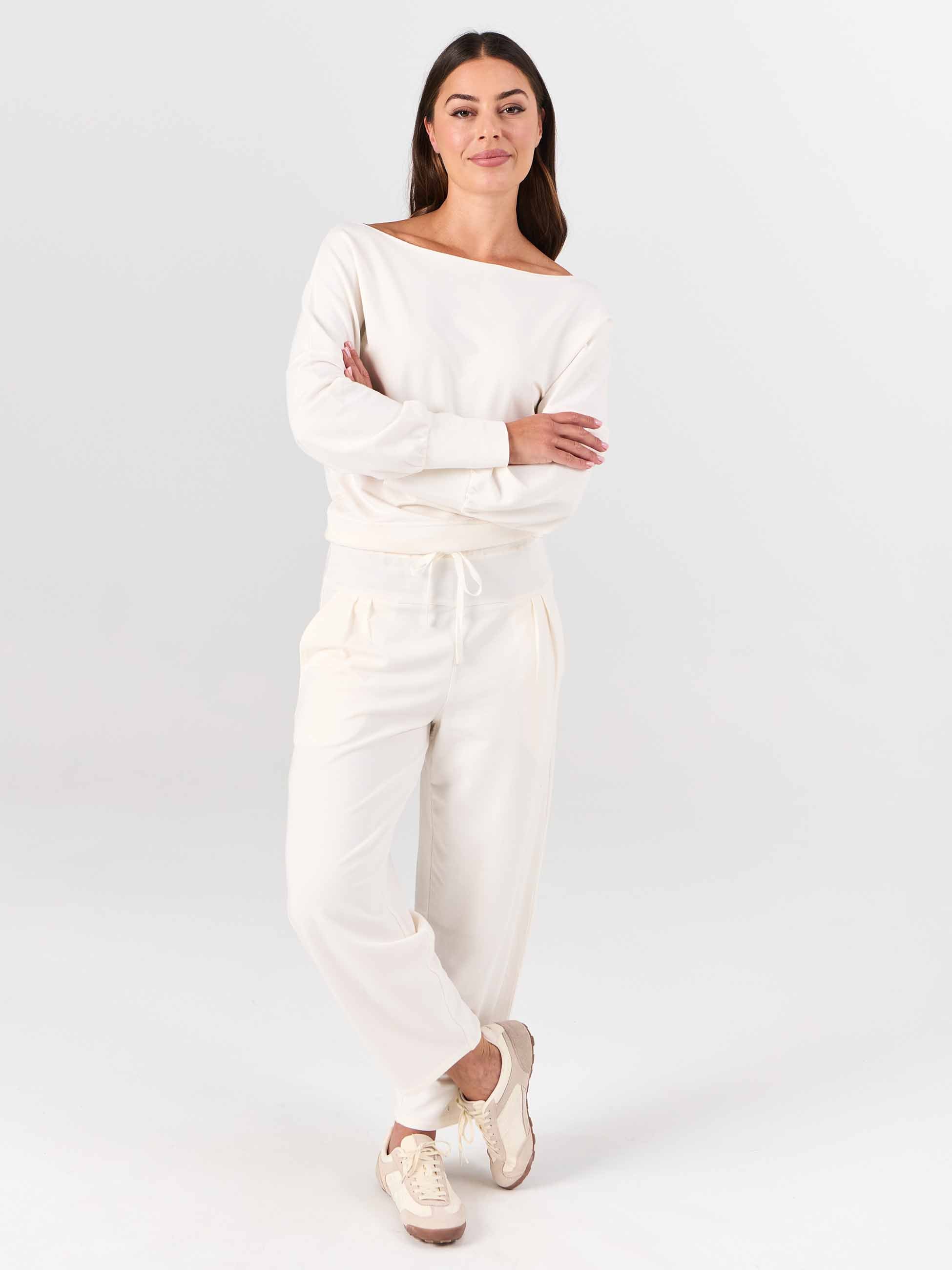 Kyoto Ankle Length French Terry Jogger - Soft White - Image 7