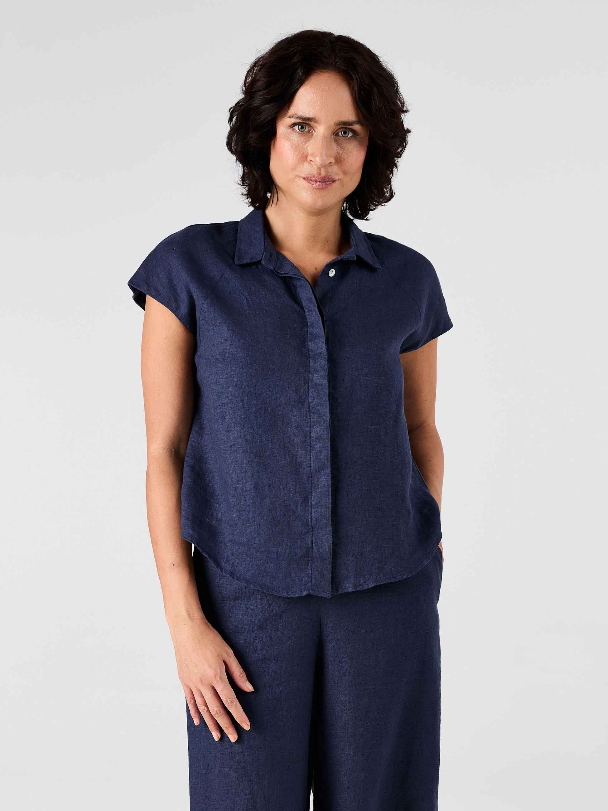 Laurel Linen Shirt - Navy - Image 5