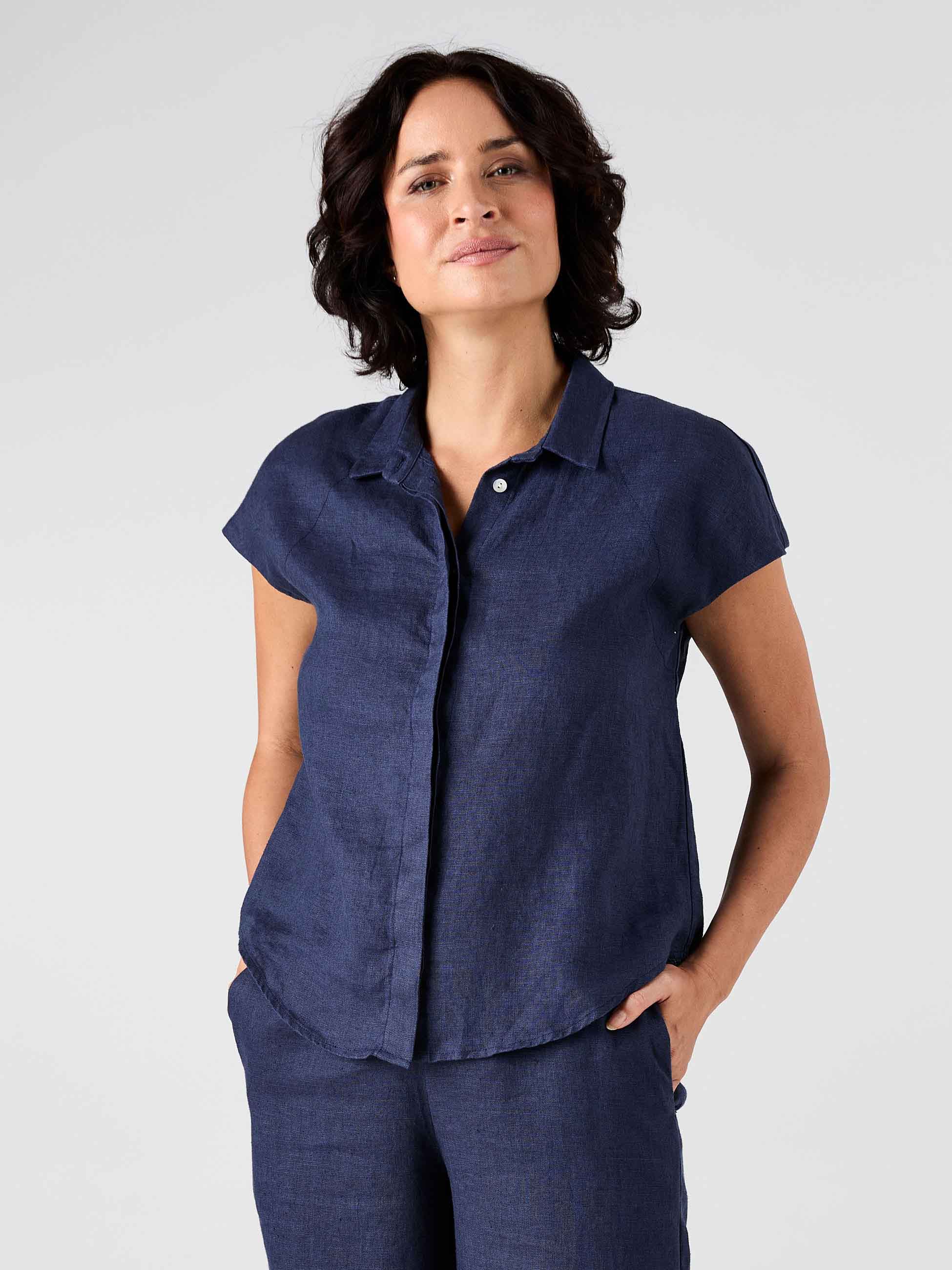 Laurel Linen Shirt - Navy - Image 6