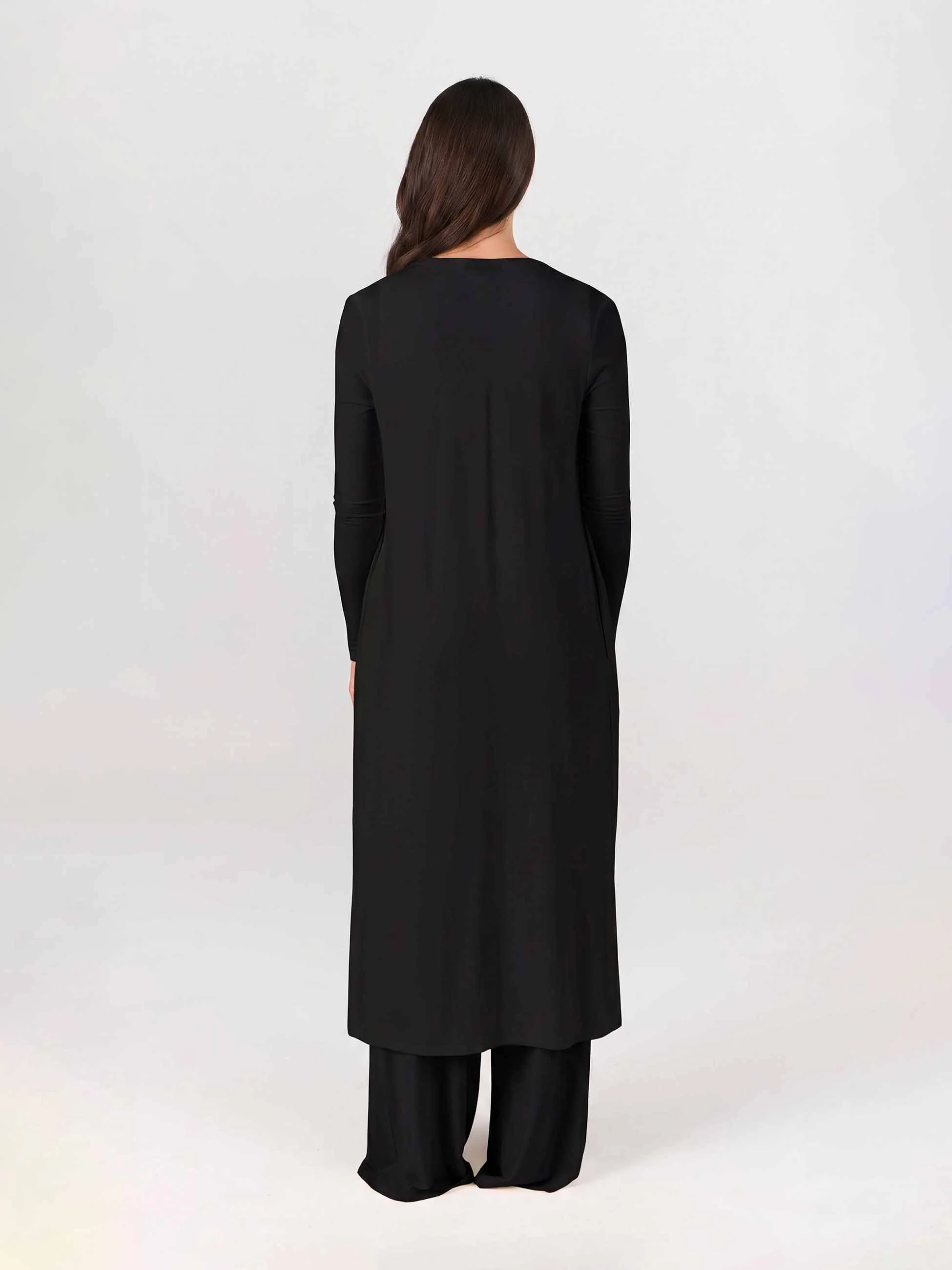 Modal Longline Cardigan - Black - Image 3