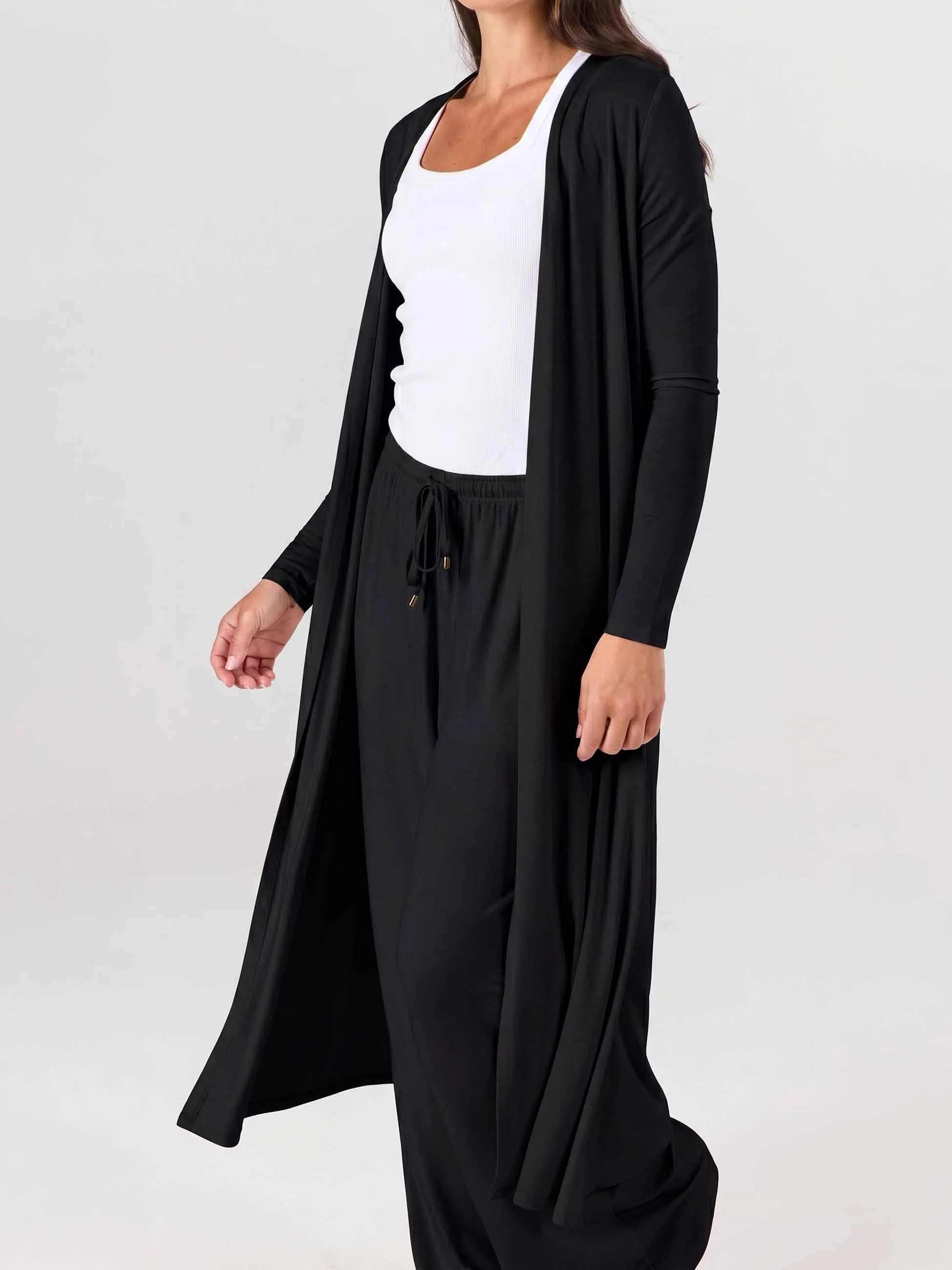 Modal Longline Cardigan - Black - Image 5