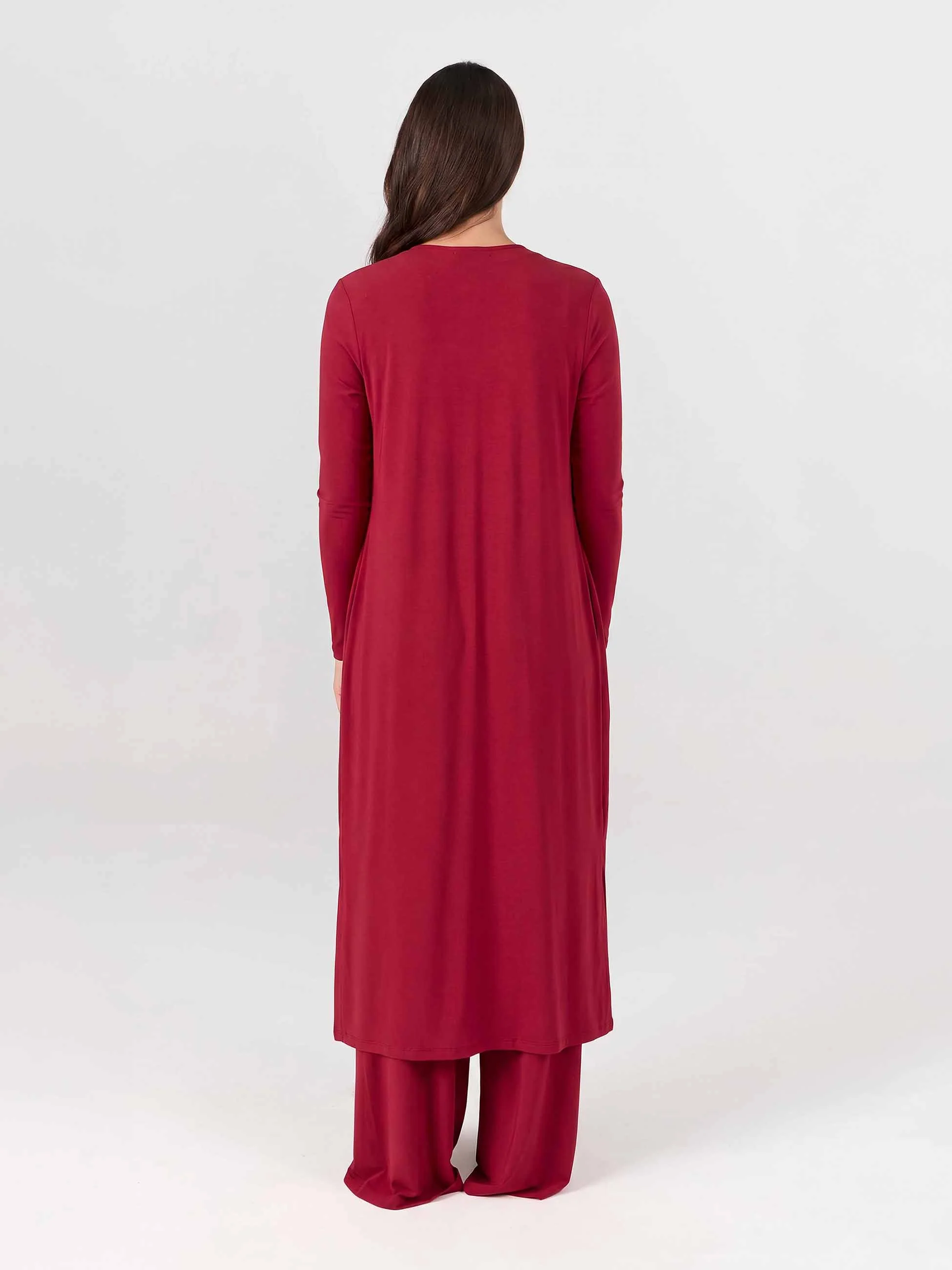 Modal Longline Cardigan - Cherry - Image 3
