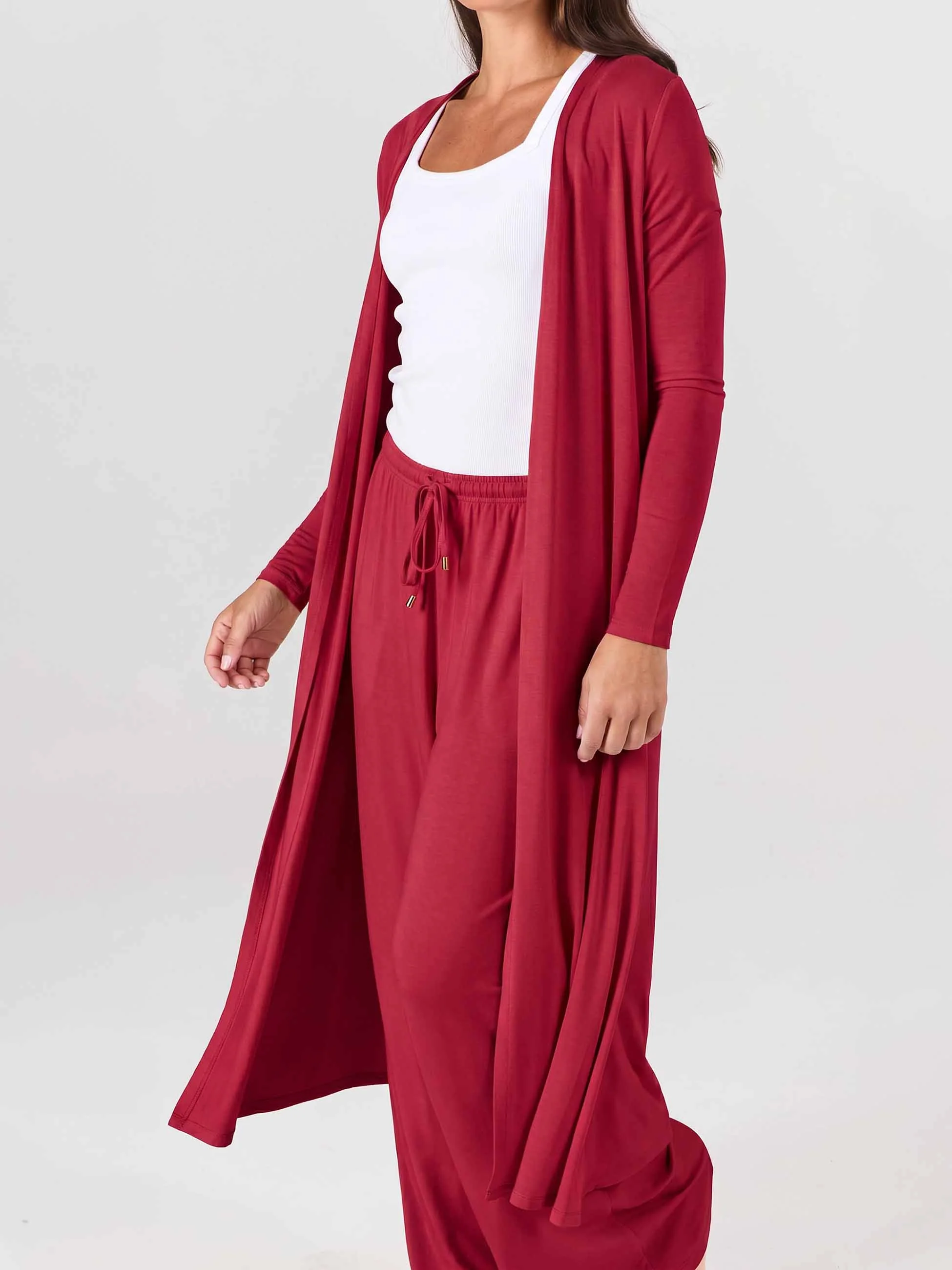 Modal Longline Cardigan - Cherry - Image 5