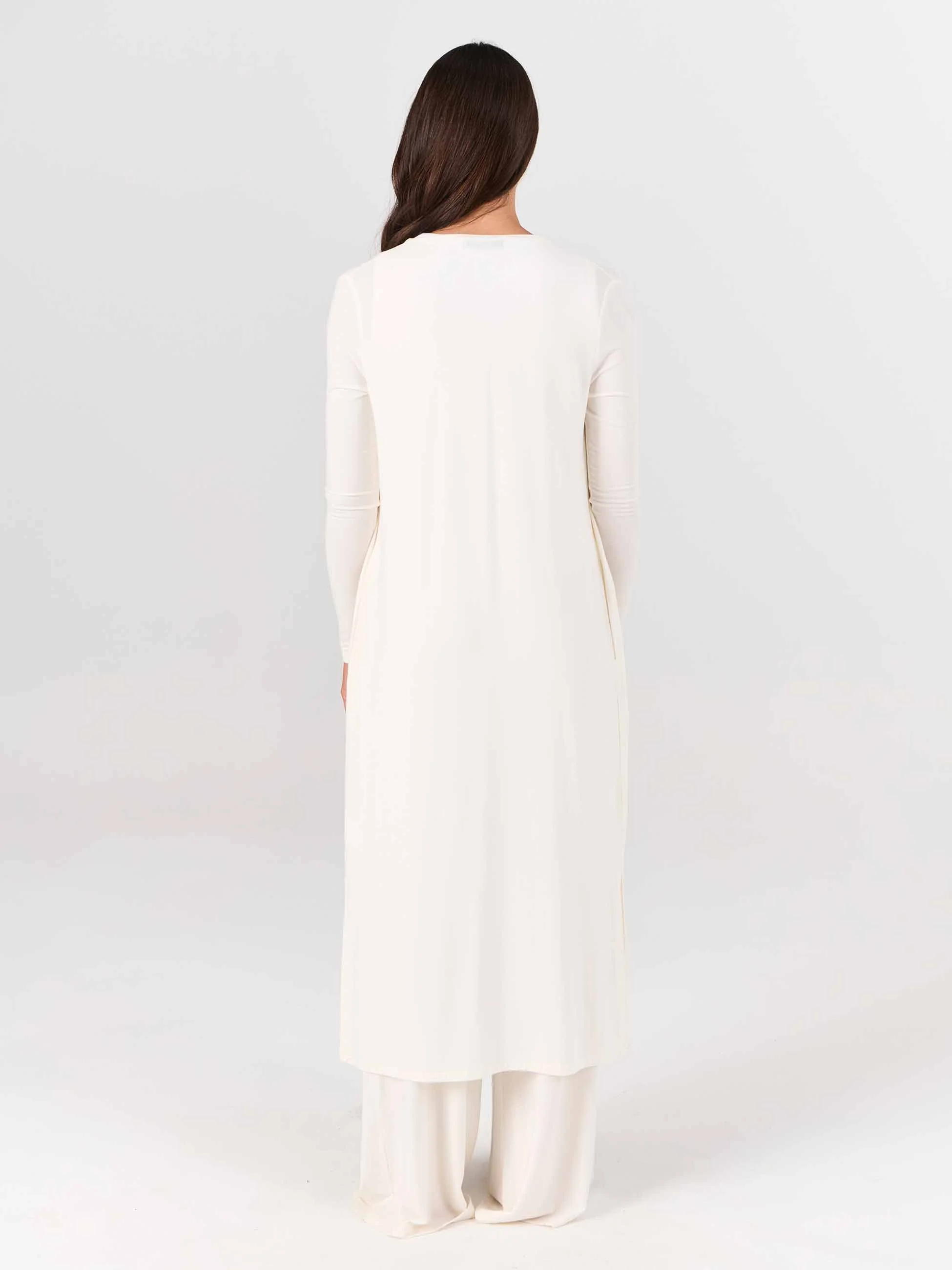 Modal Longline Cardigan - Soft White - Image 3