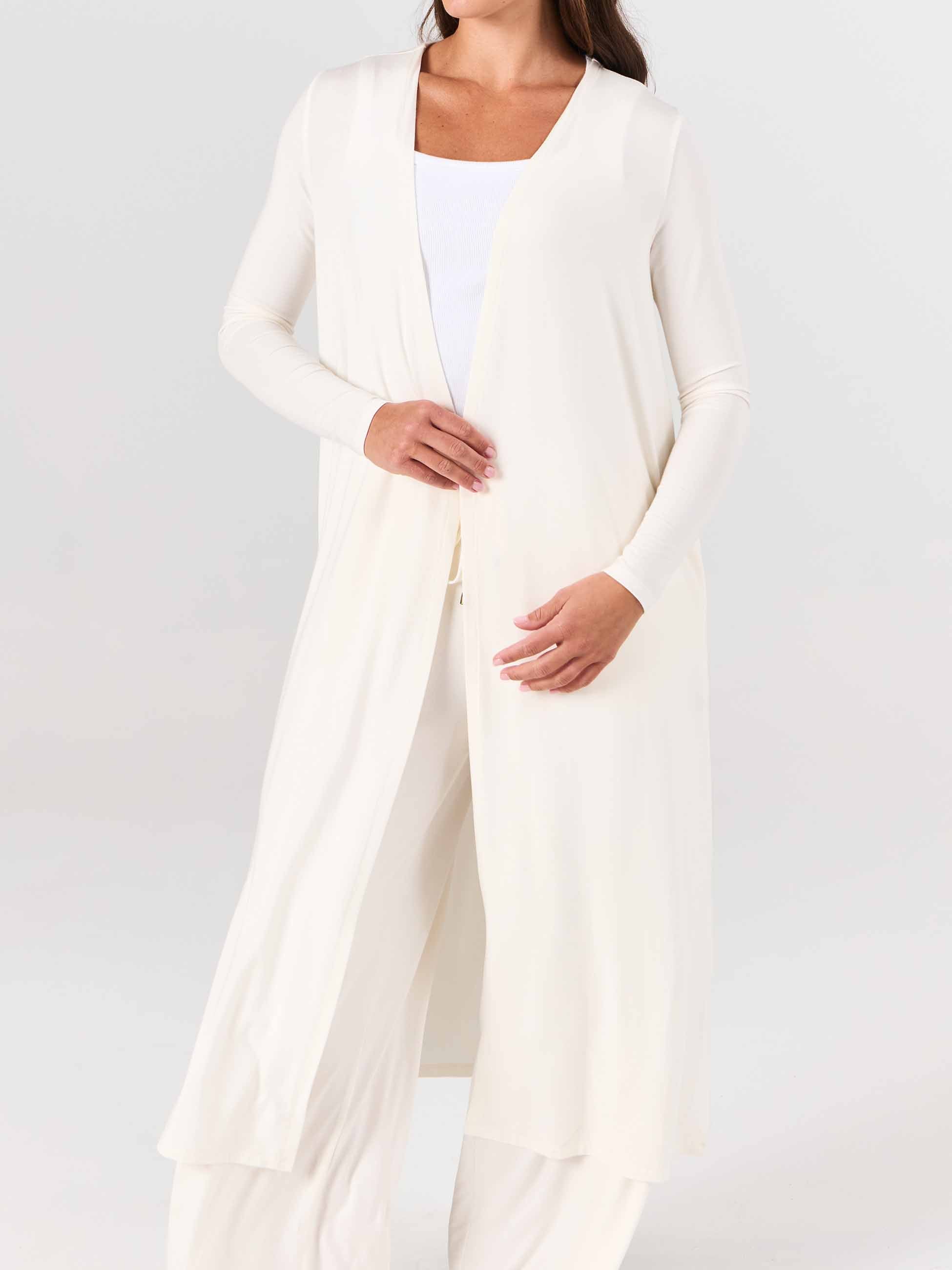 Modal Longline Cardigan - Soft White - Image 7