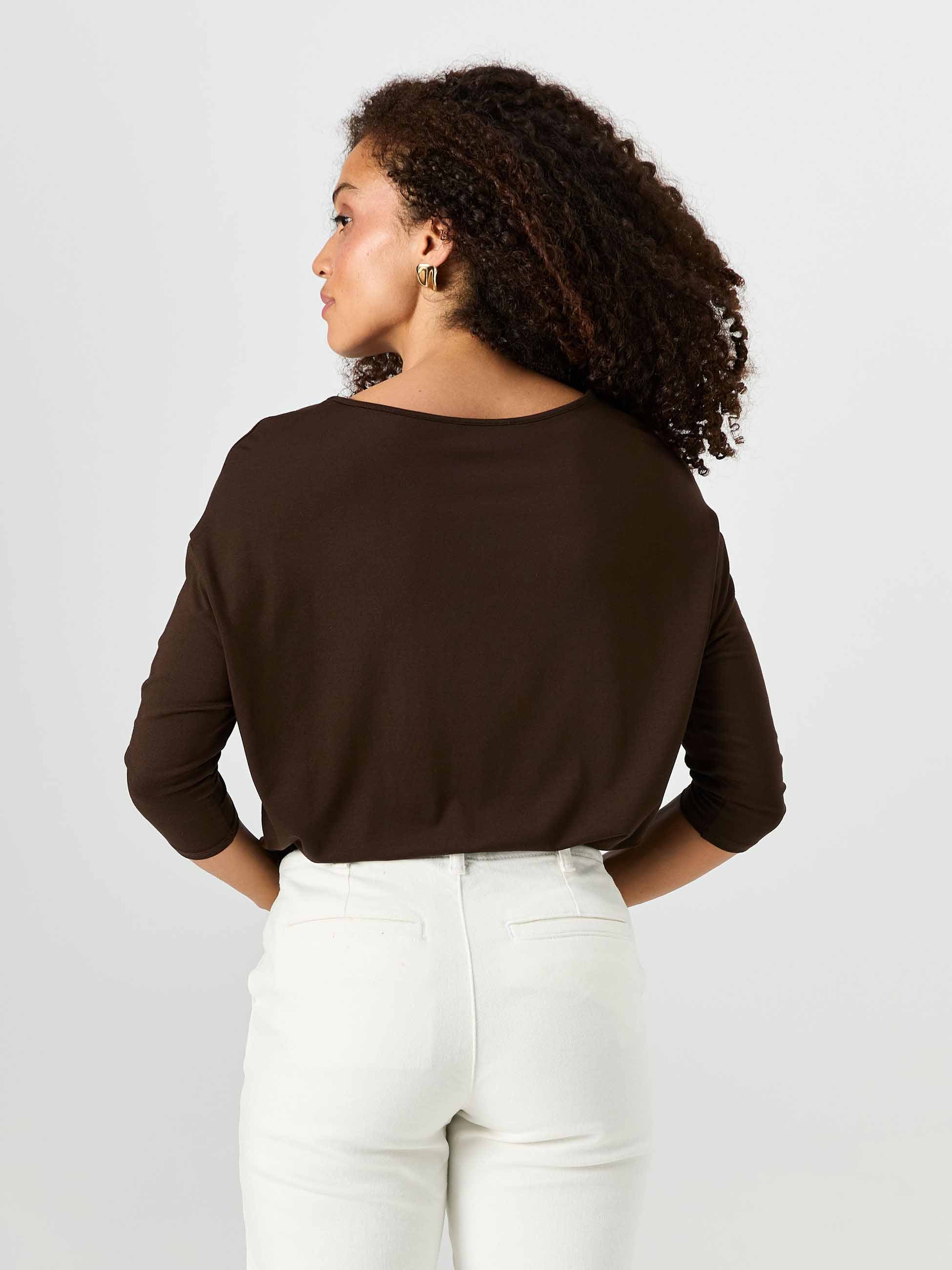 Modal Luxe Layer Tee 3/4 Sleeve - Coffee Bean - Image 4
