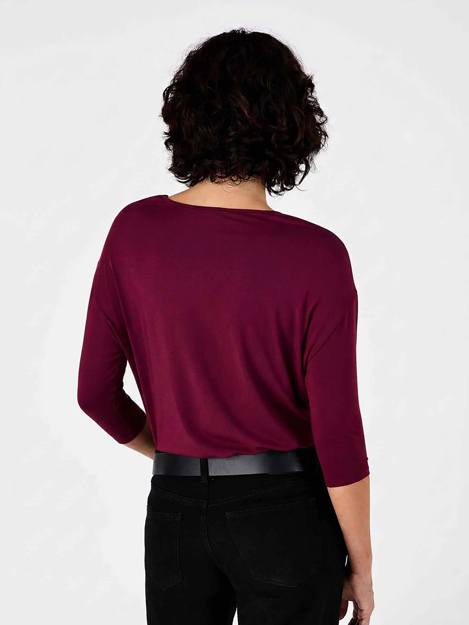 Modal Luxe Layer Tee 3/4 Sleeve - Sangria - Image 3
