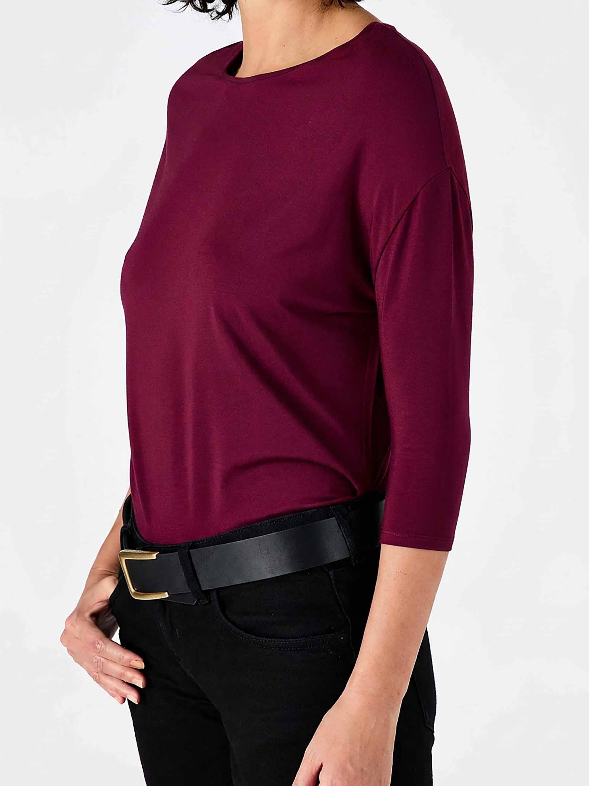 Modal Luxe Layer Tee 3/4 Sleeve - Sangria - Image 4