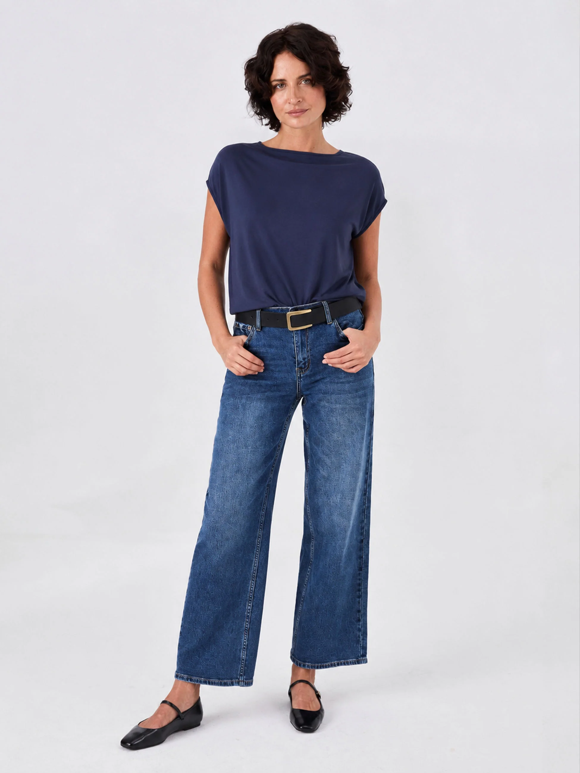 Modal Luxe Layer Tee - Navy - Image 3