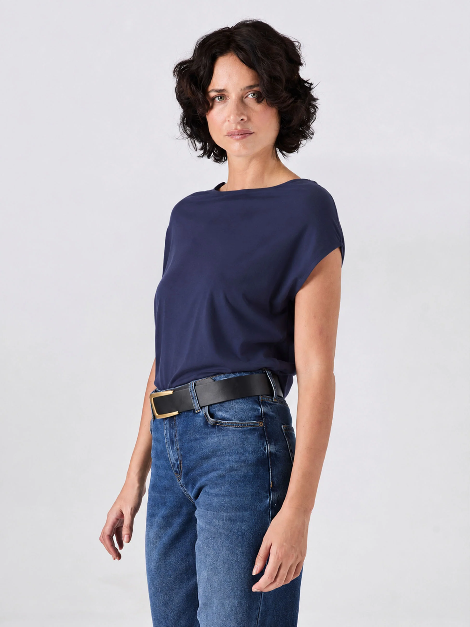 Modal Luxe Layer Tee - Navy - Image 4