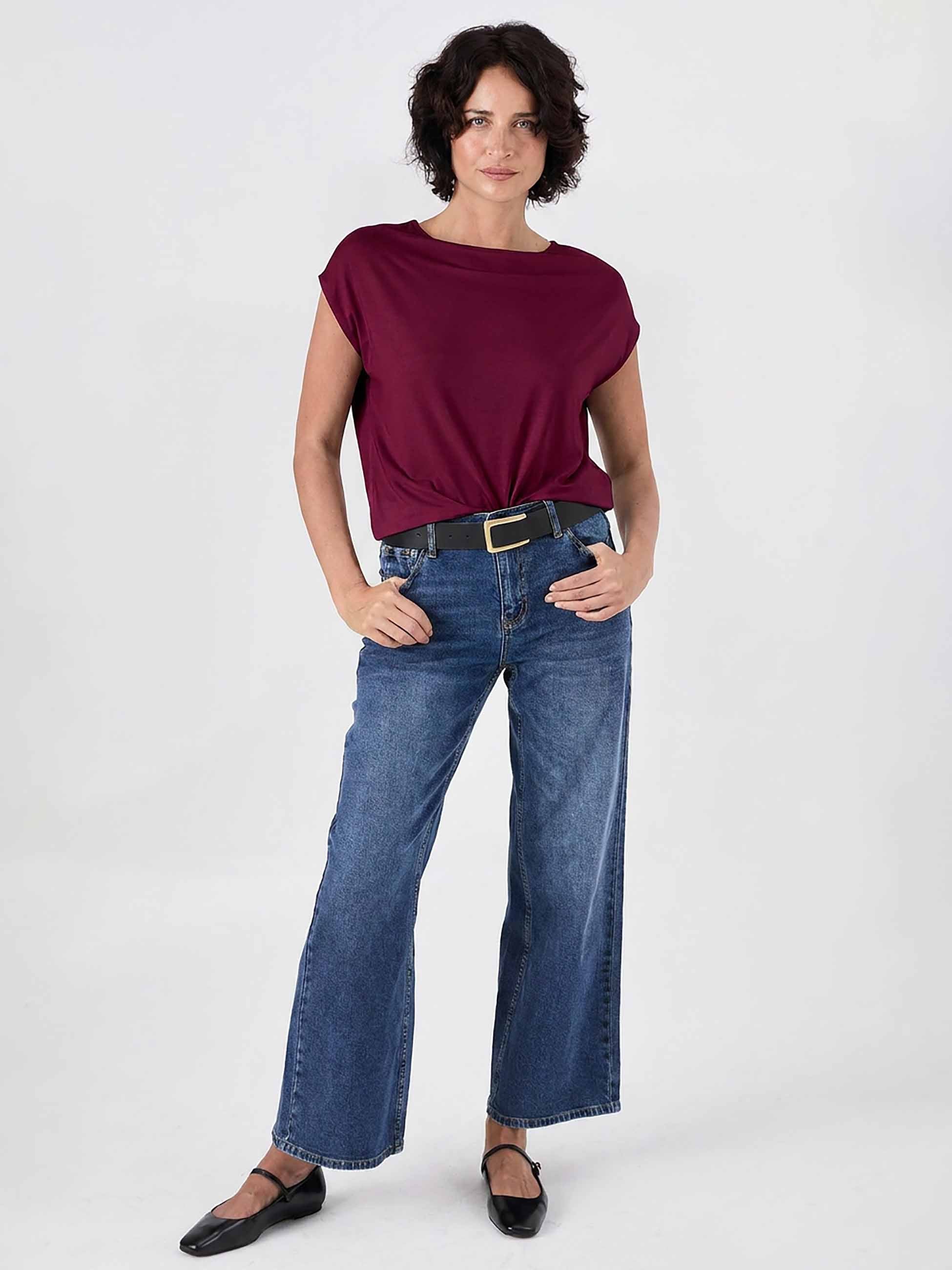 Modal Luxe Layer Tee - Sangria - Image 3