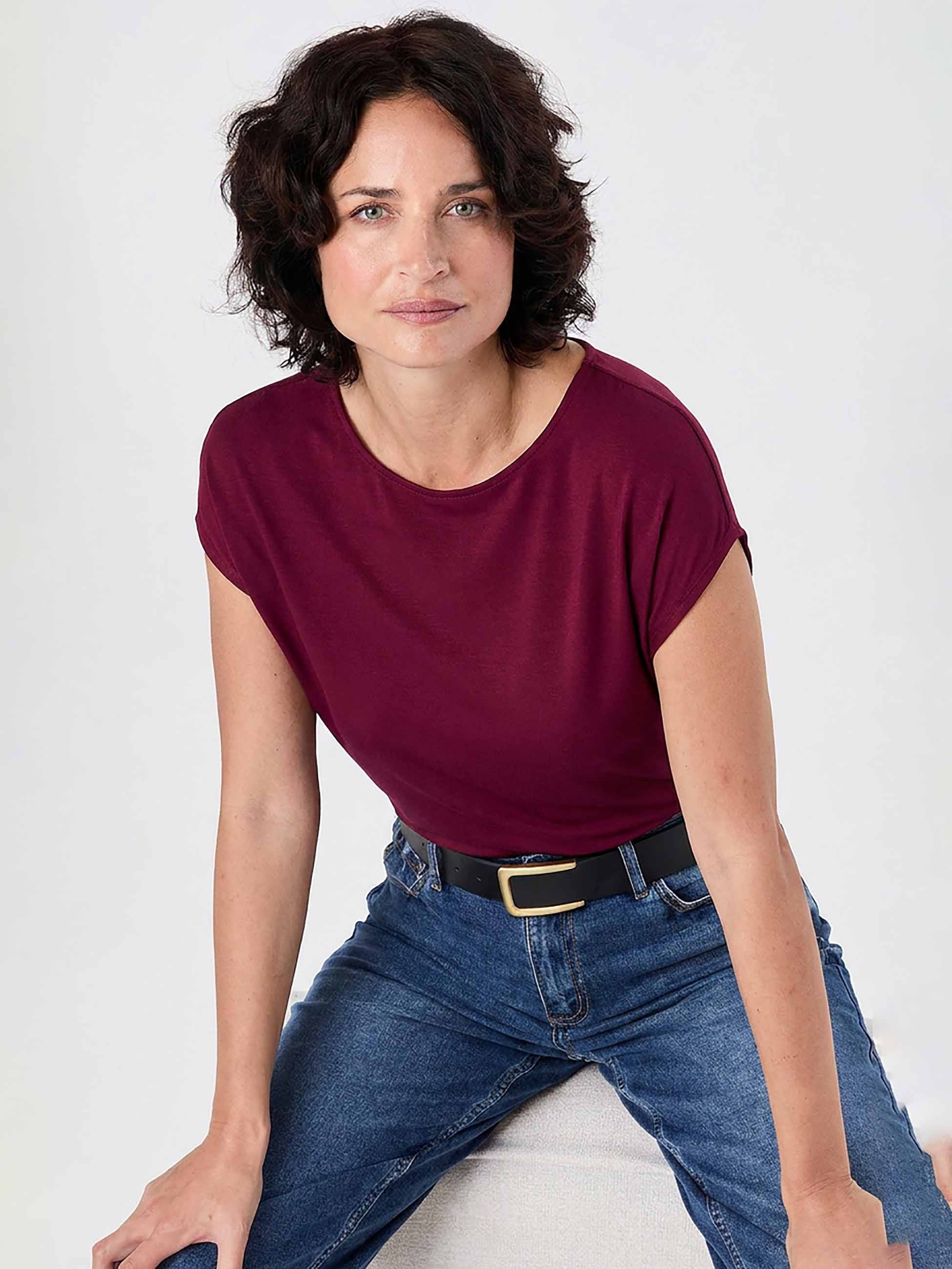 Modal Luxe Layer Tee - Sangria - Image 5