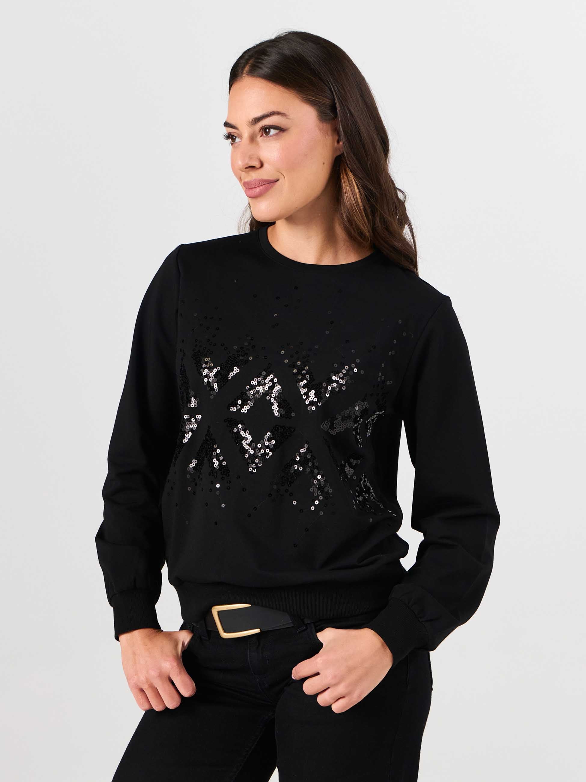 Natalie Sequin Sweatshirt - Black - Image 2