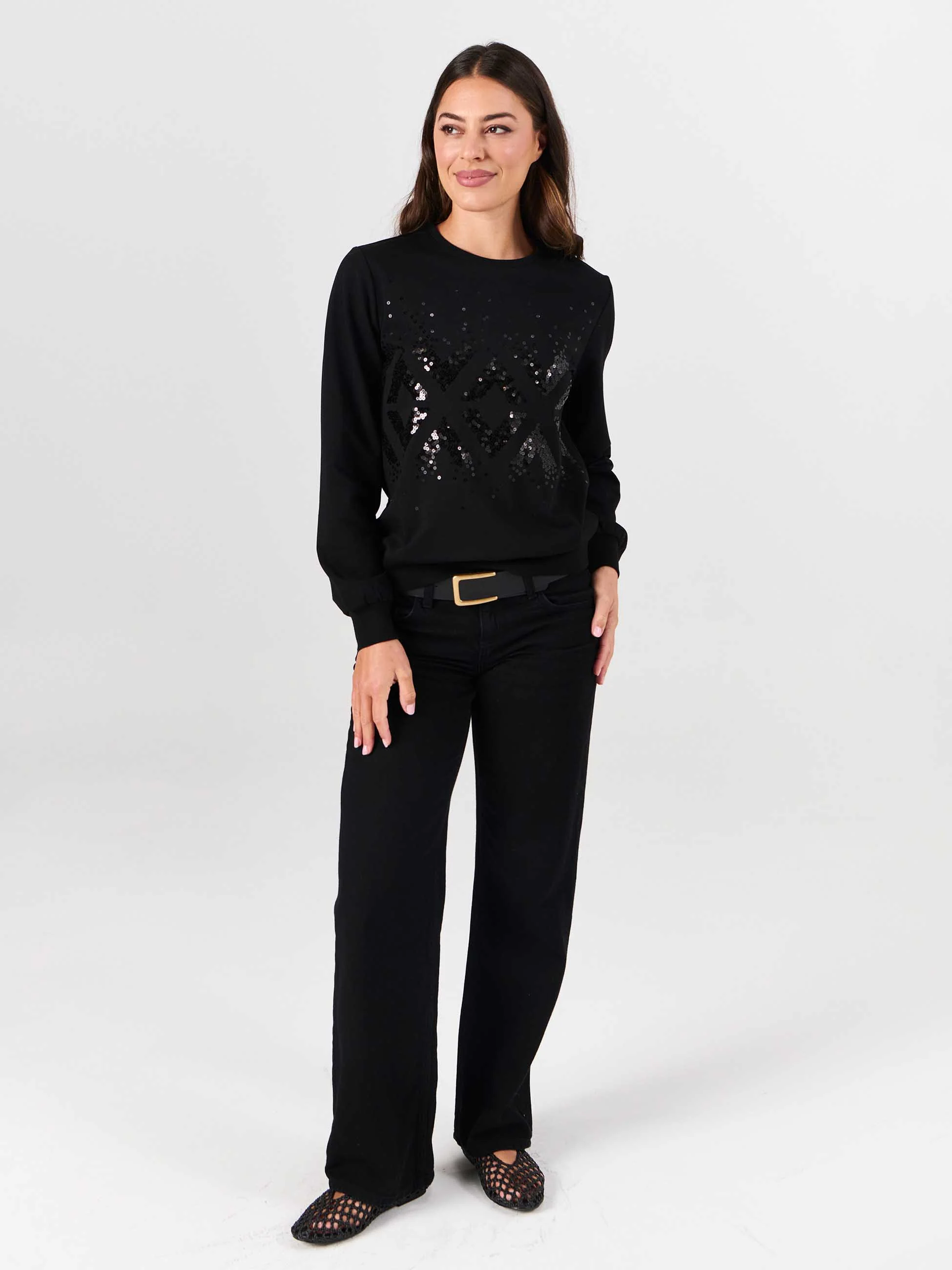 Natalie Sequin Sweatshirt - Black - Image 4