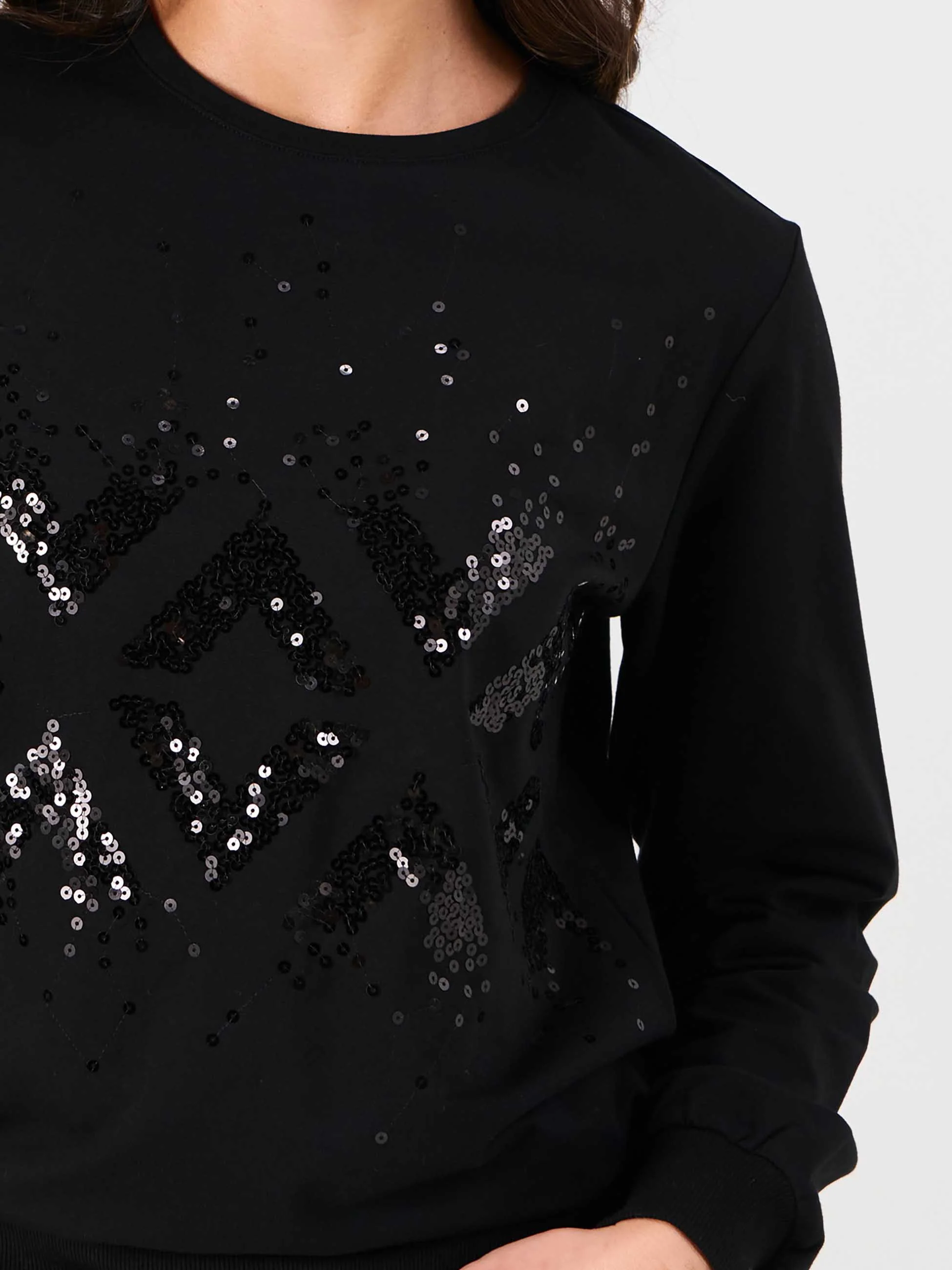 Natalie Sequin Sweatshirt - Black - Image 6