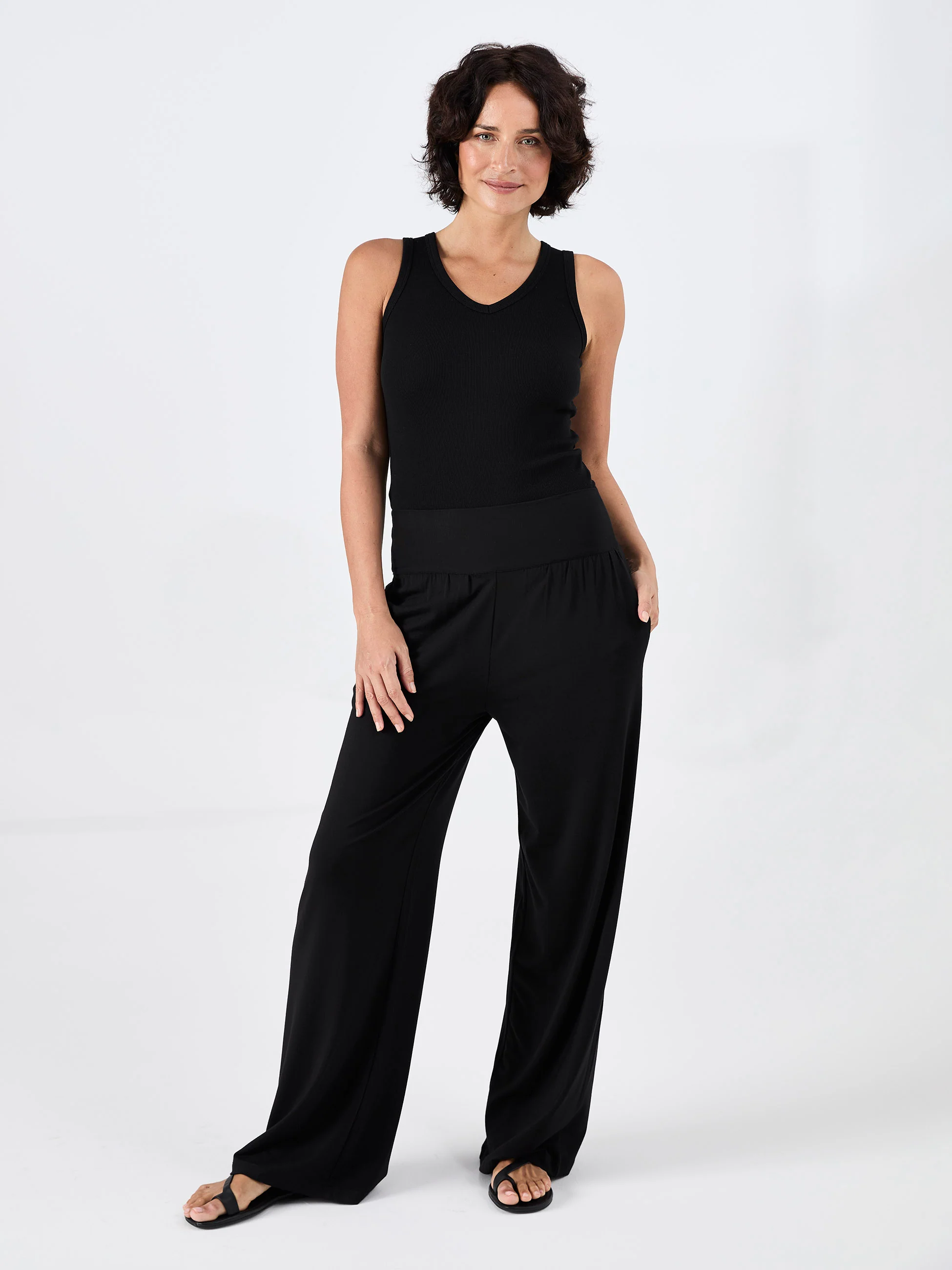 Nomad Modal Wide Leg Pant - Black - Image 3