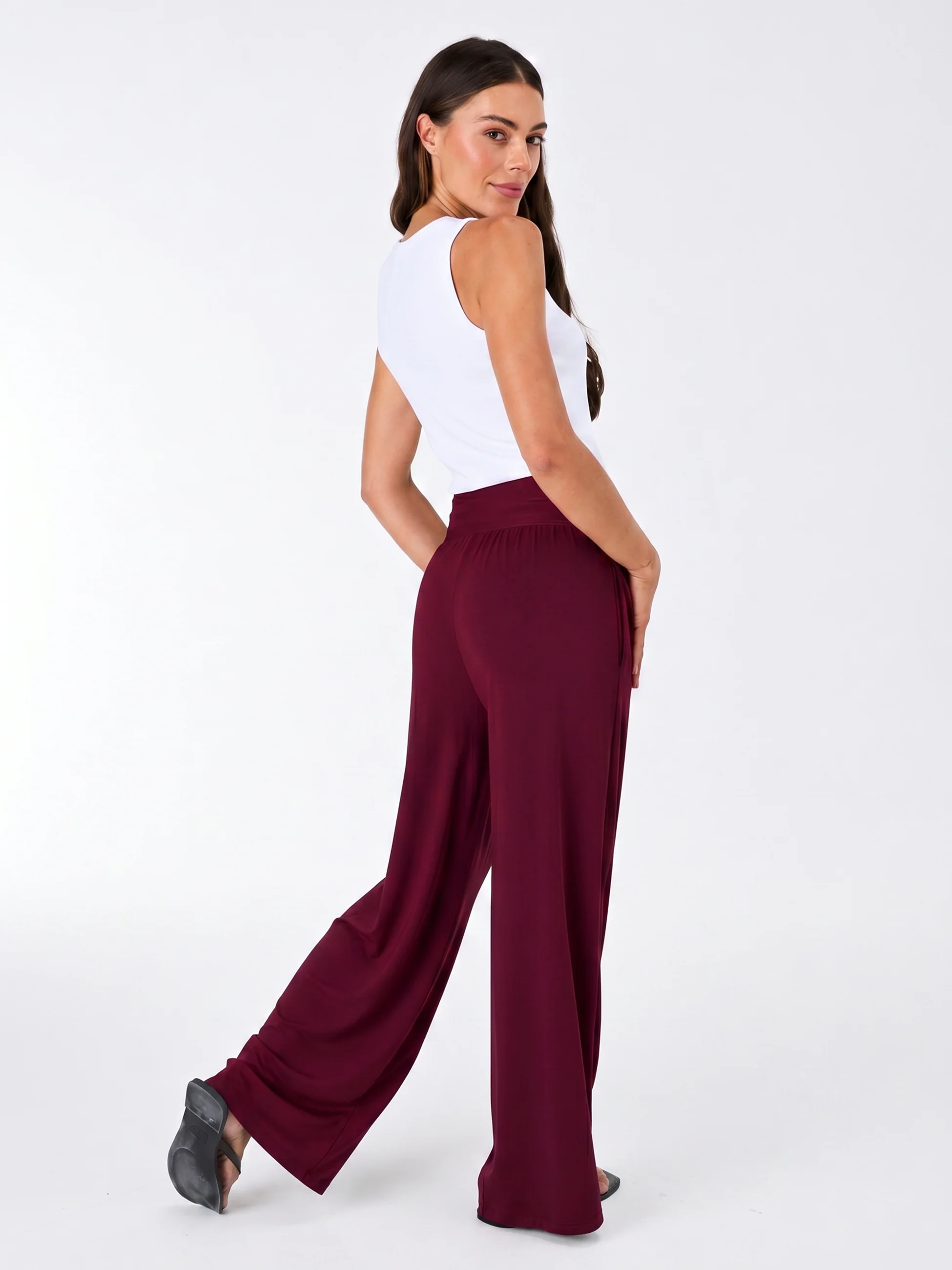 Nomad Modal Wide Leg Pant - Sangria - Image 2