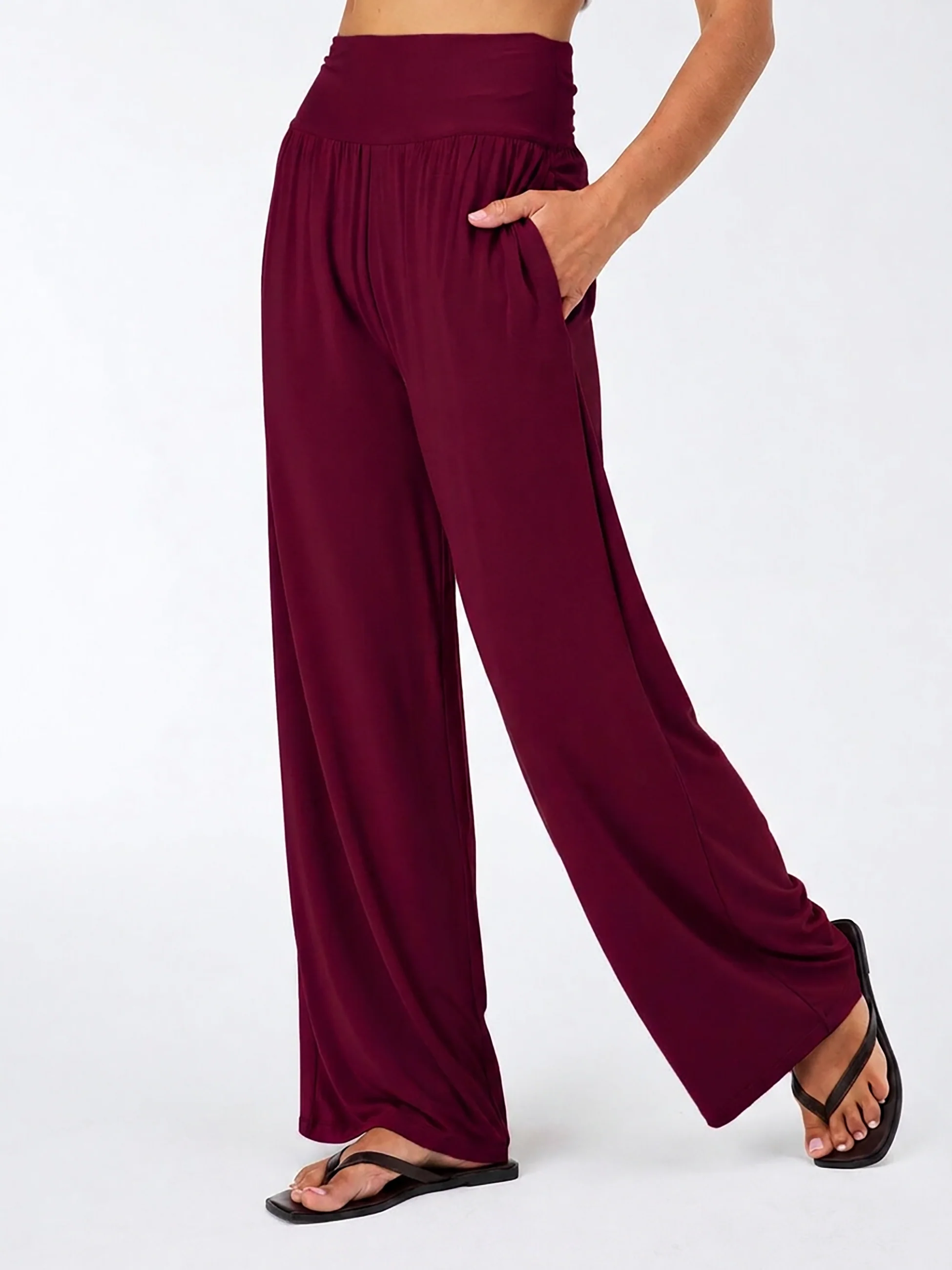 Nomad Modal Wide Leg Pant - Sangria - Image 8