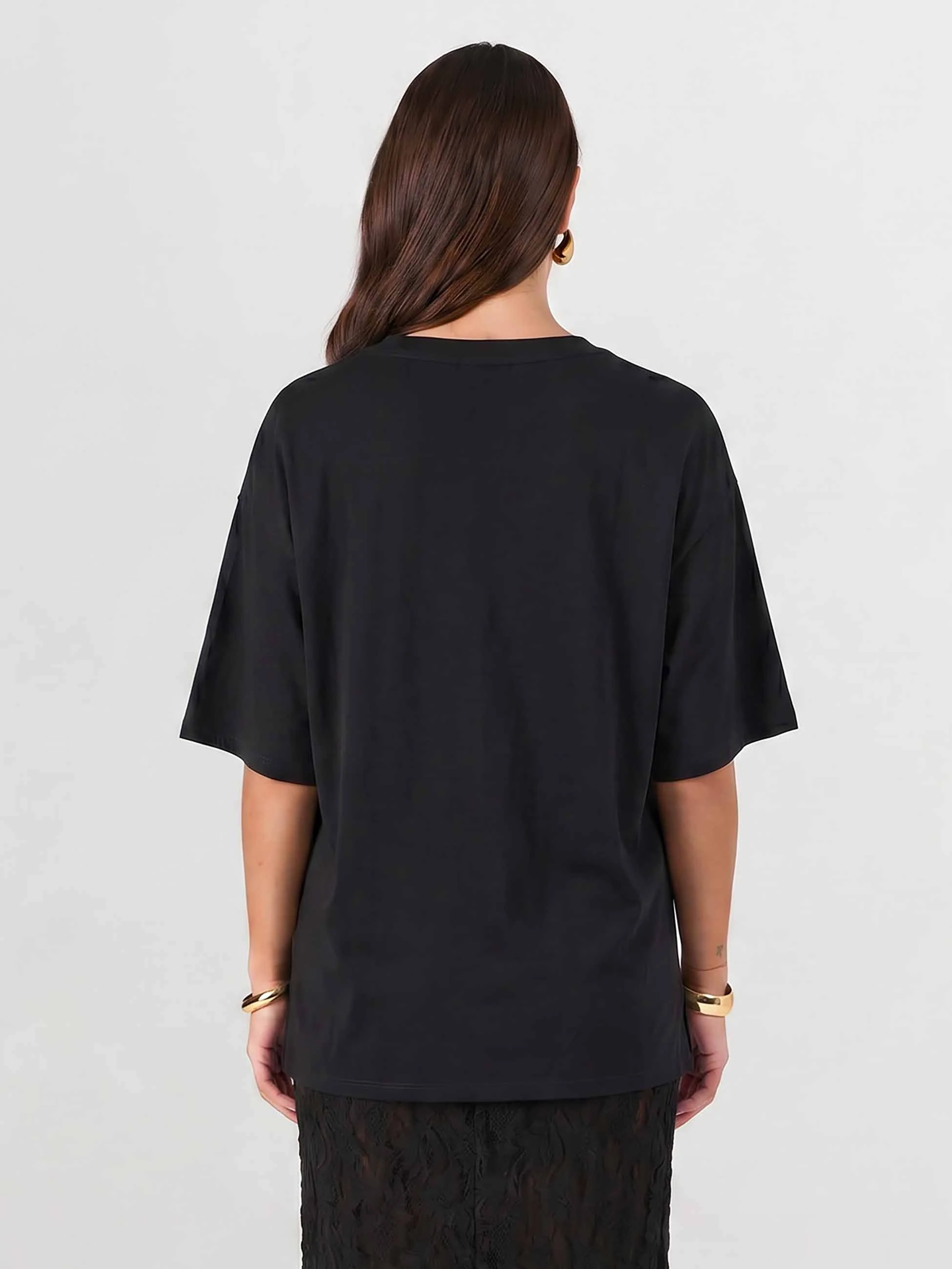 Oversized Pima Cotton Tee - Black - Image 3
