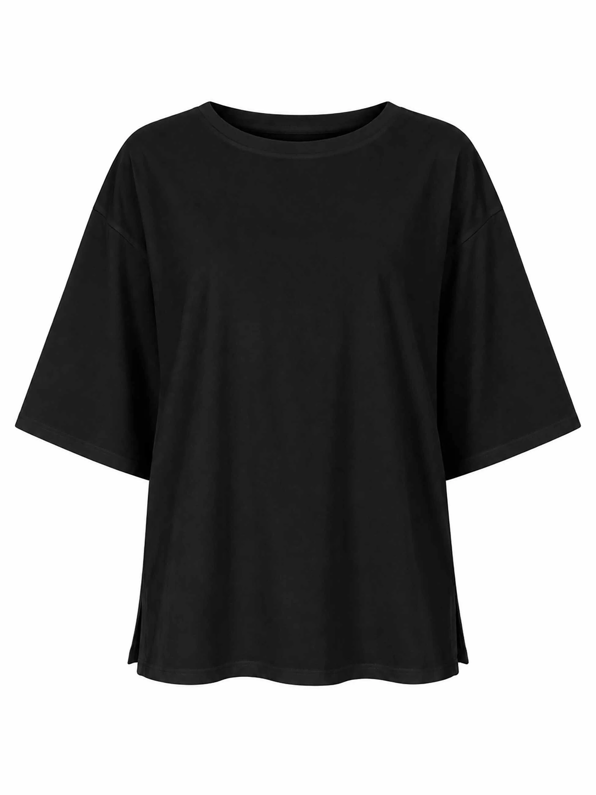 Oversized Pima Cotton Tee - Black - Image 4