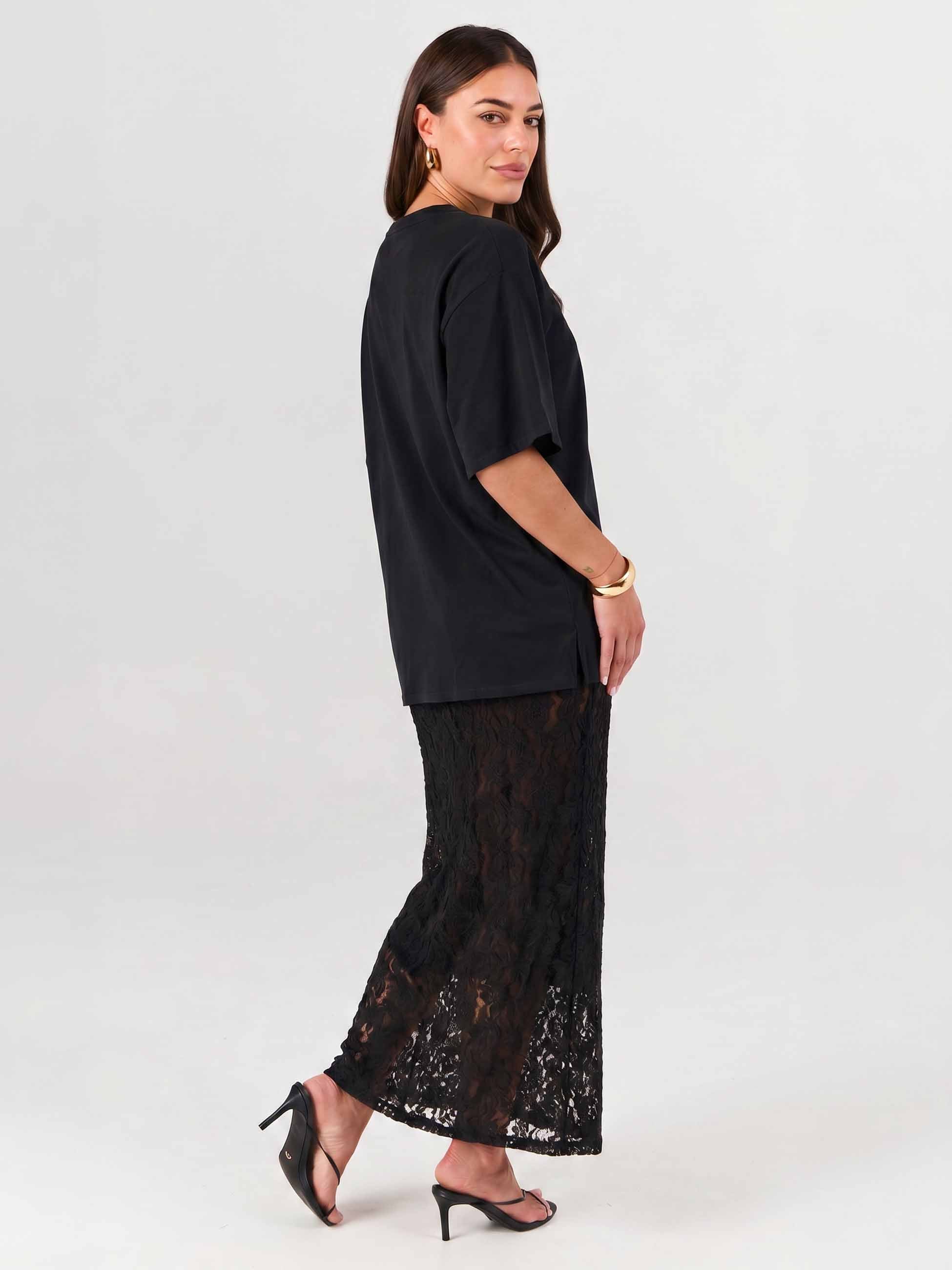 Oversized Pima Cotton Tee - Black - Image 6
