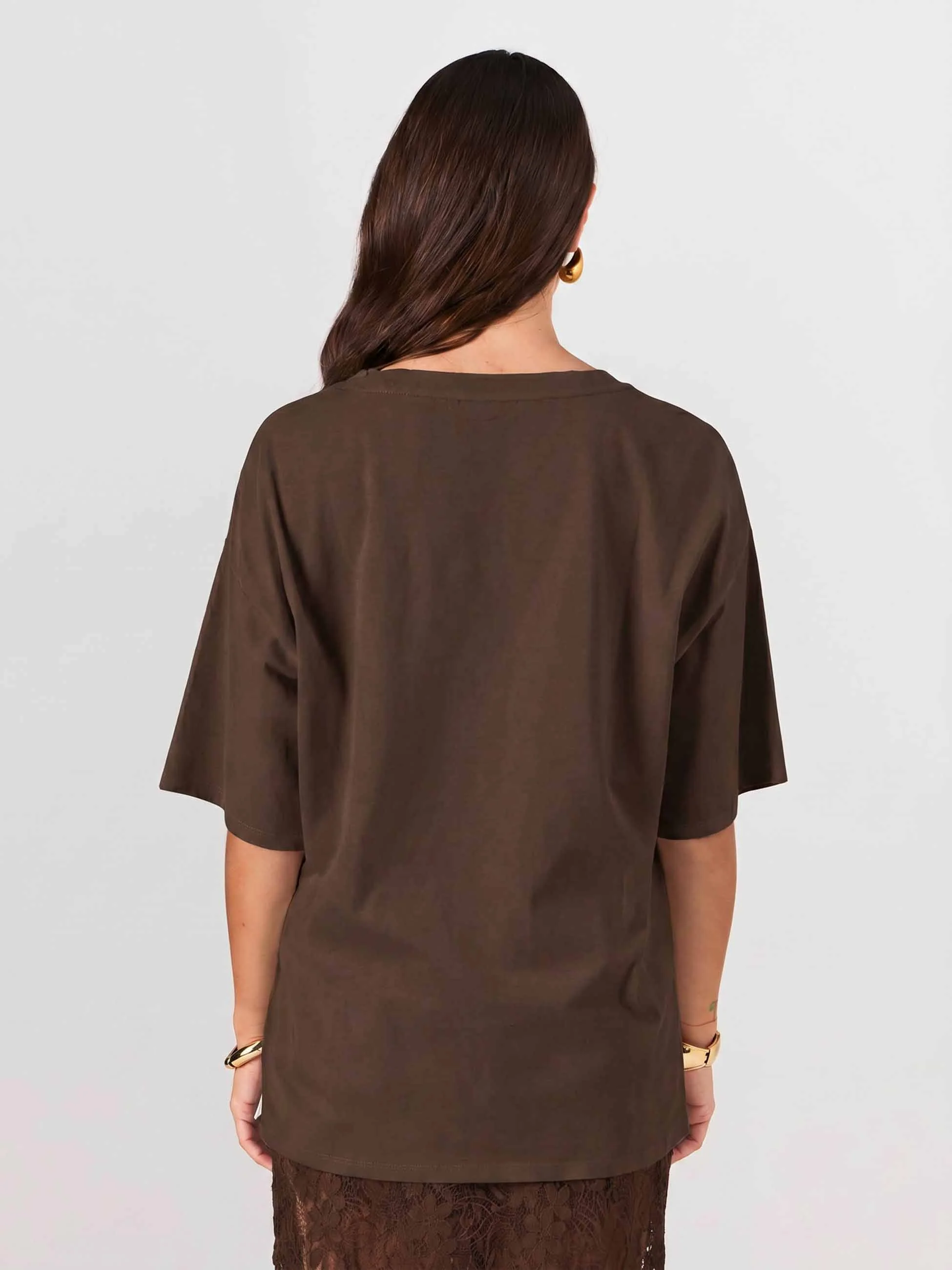 Oversized Pima Cotton Tee - Coffee Bean - Image 3