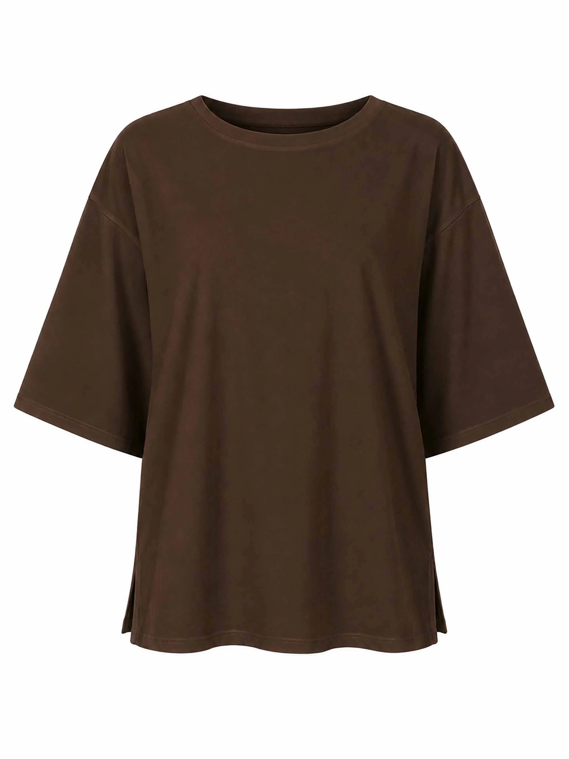 Oversized Pima Cotton Tee - Coffee Bean - Image 4
