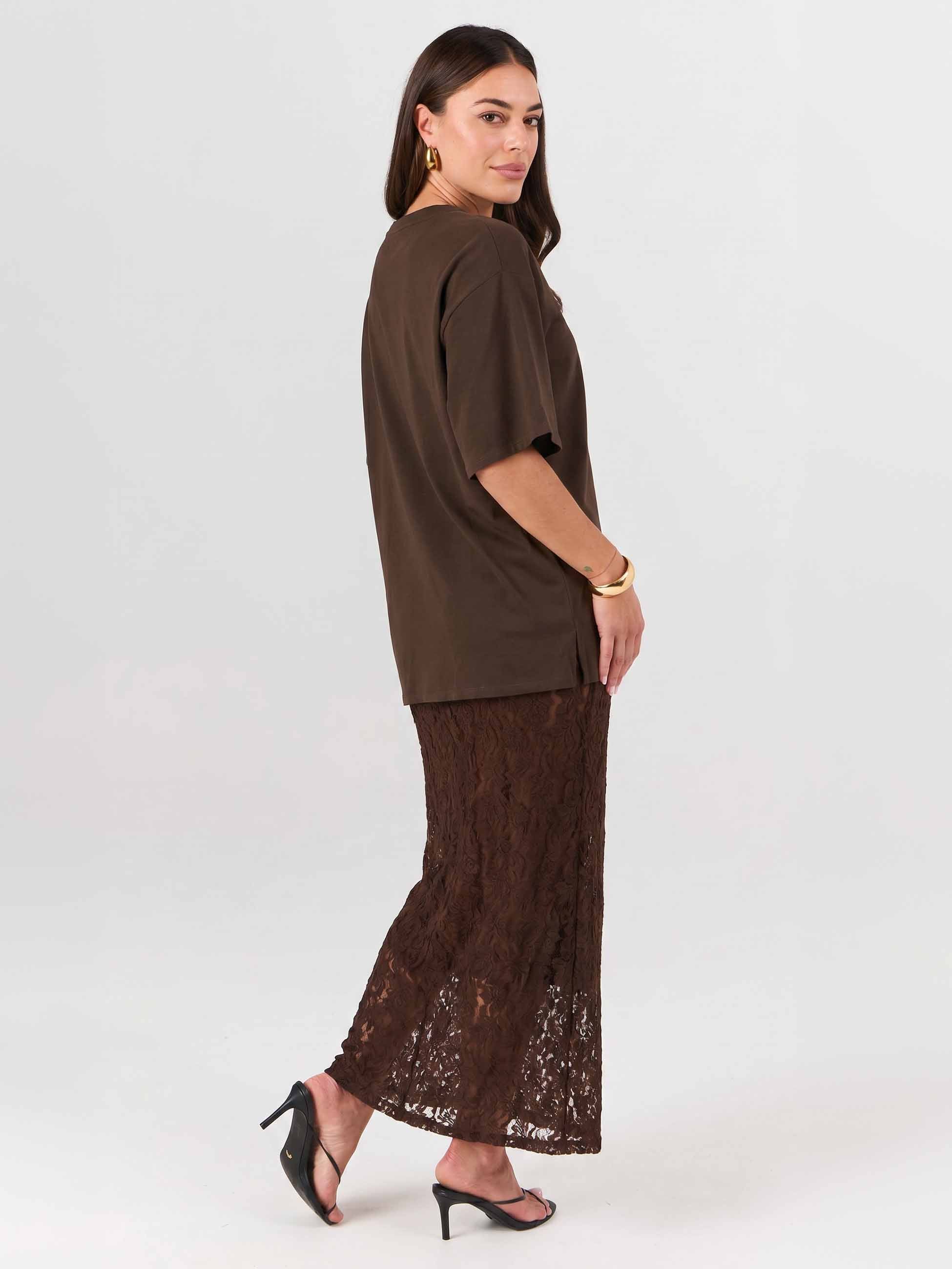 Oversized Pima Cotton Tee - Coffee Bean - Image 5