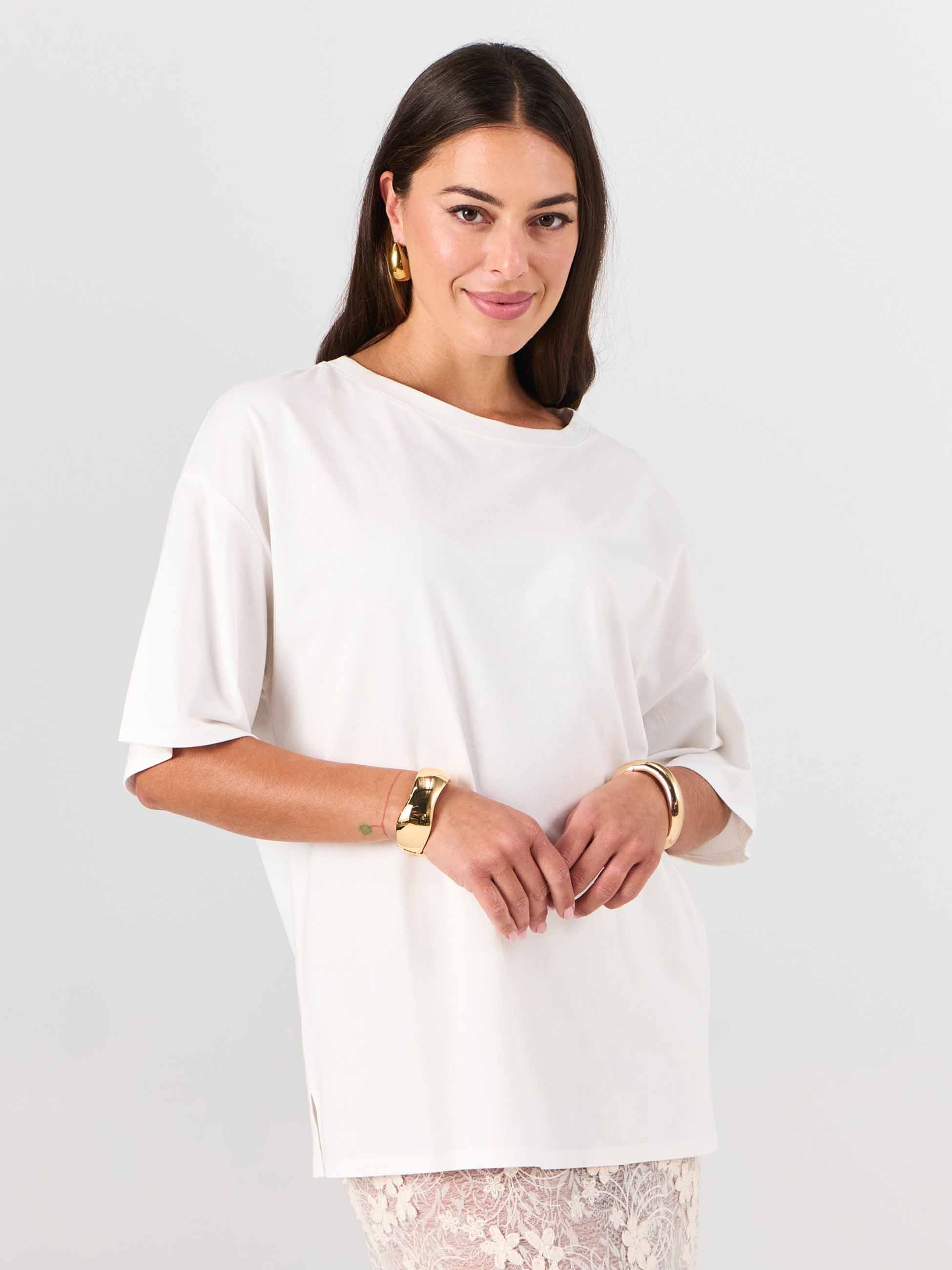 Oversized Pima Cotton Tee - Soft White - Image 2