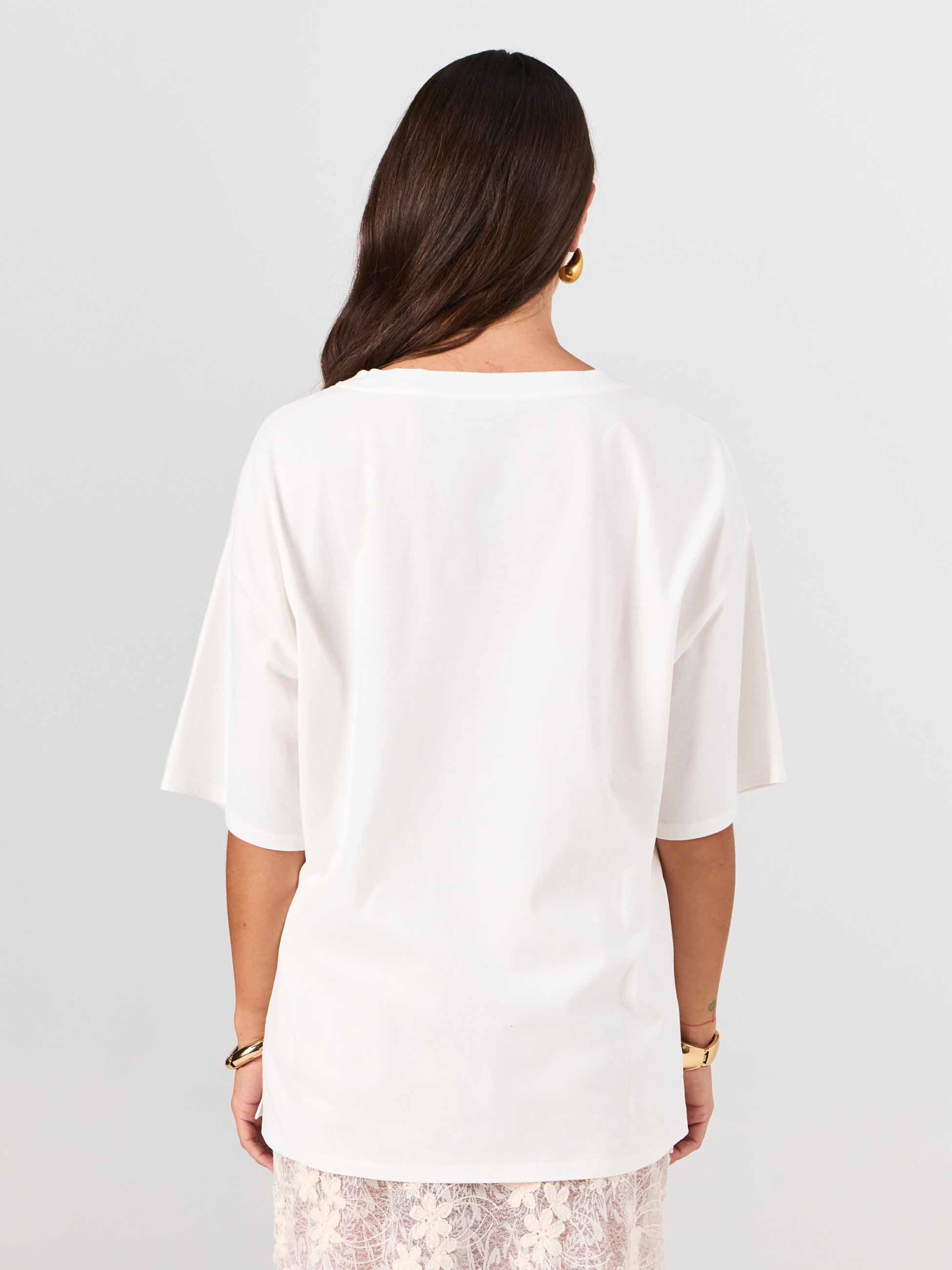 Oversized Pima Cotton Tee - Soft White - Image 5